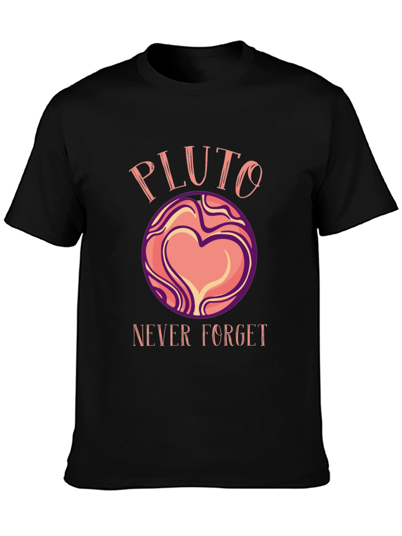Black Pluto Never Forget Graphic T-Shirt view 3