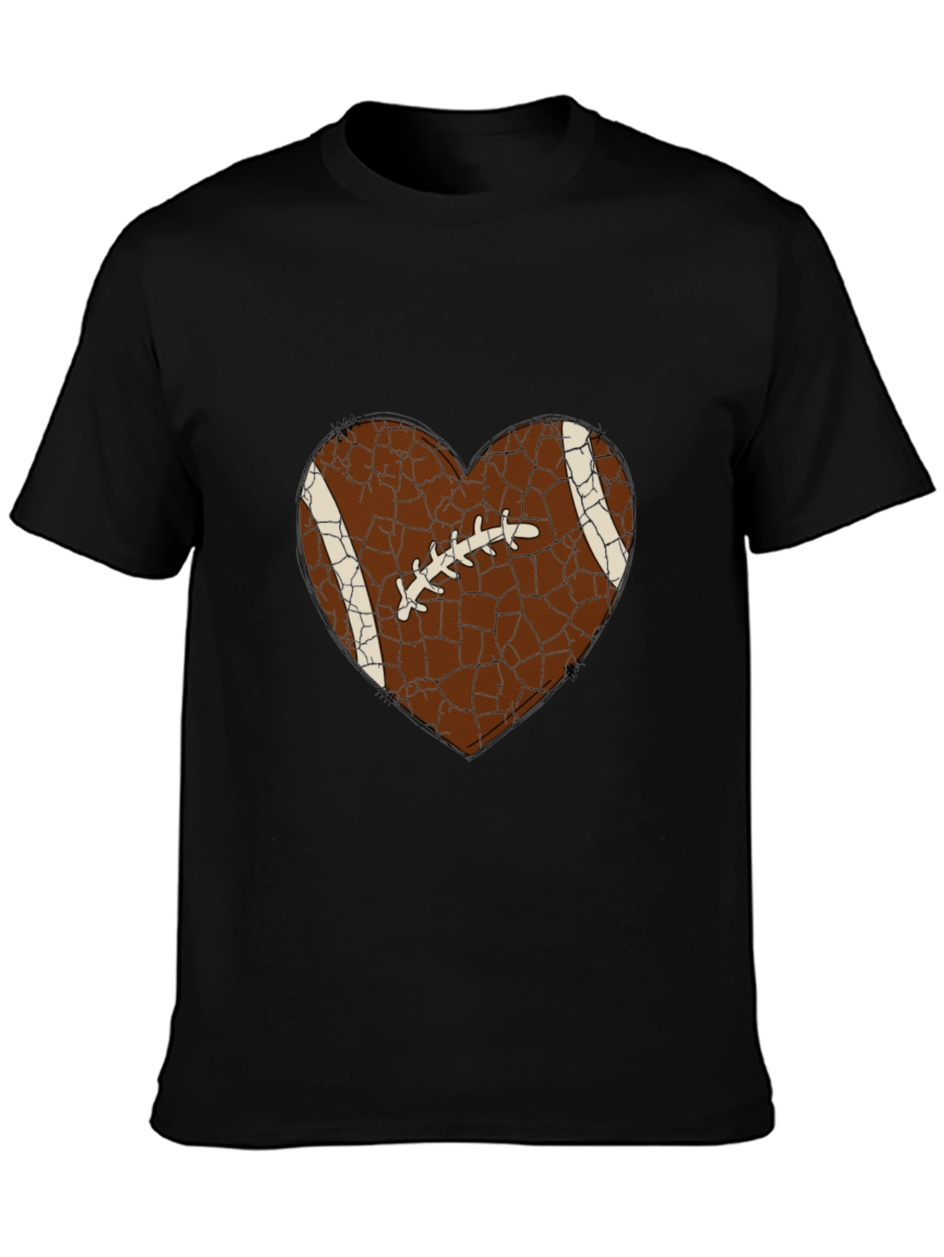 Black Football Heart Graphic Tee - Sporty Casual Shirt view 3