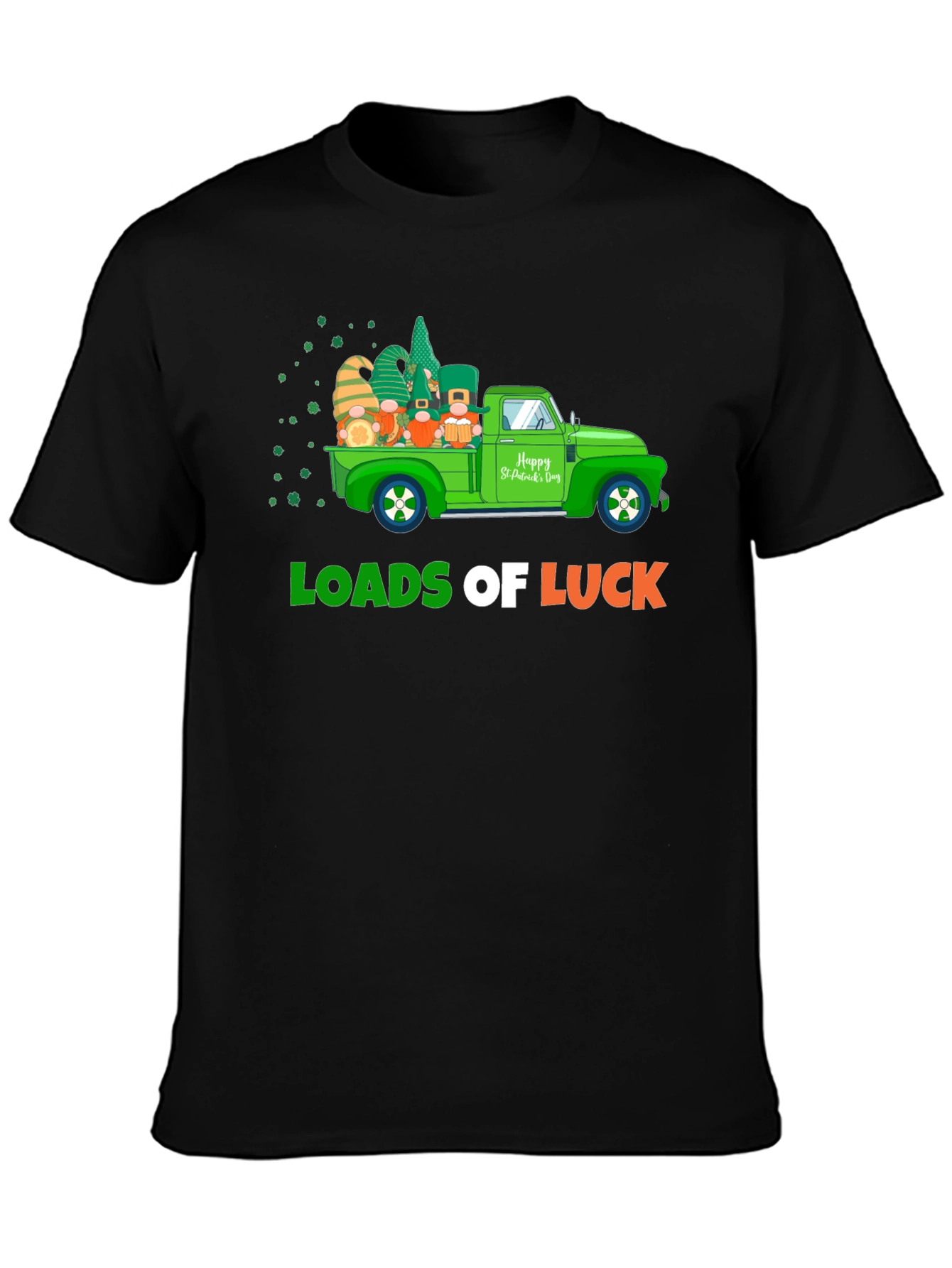 Black Loads of Luck St. Patrick's Day Truck T-Shirt view 3