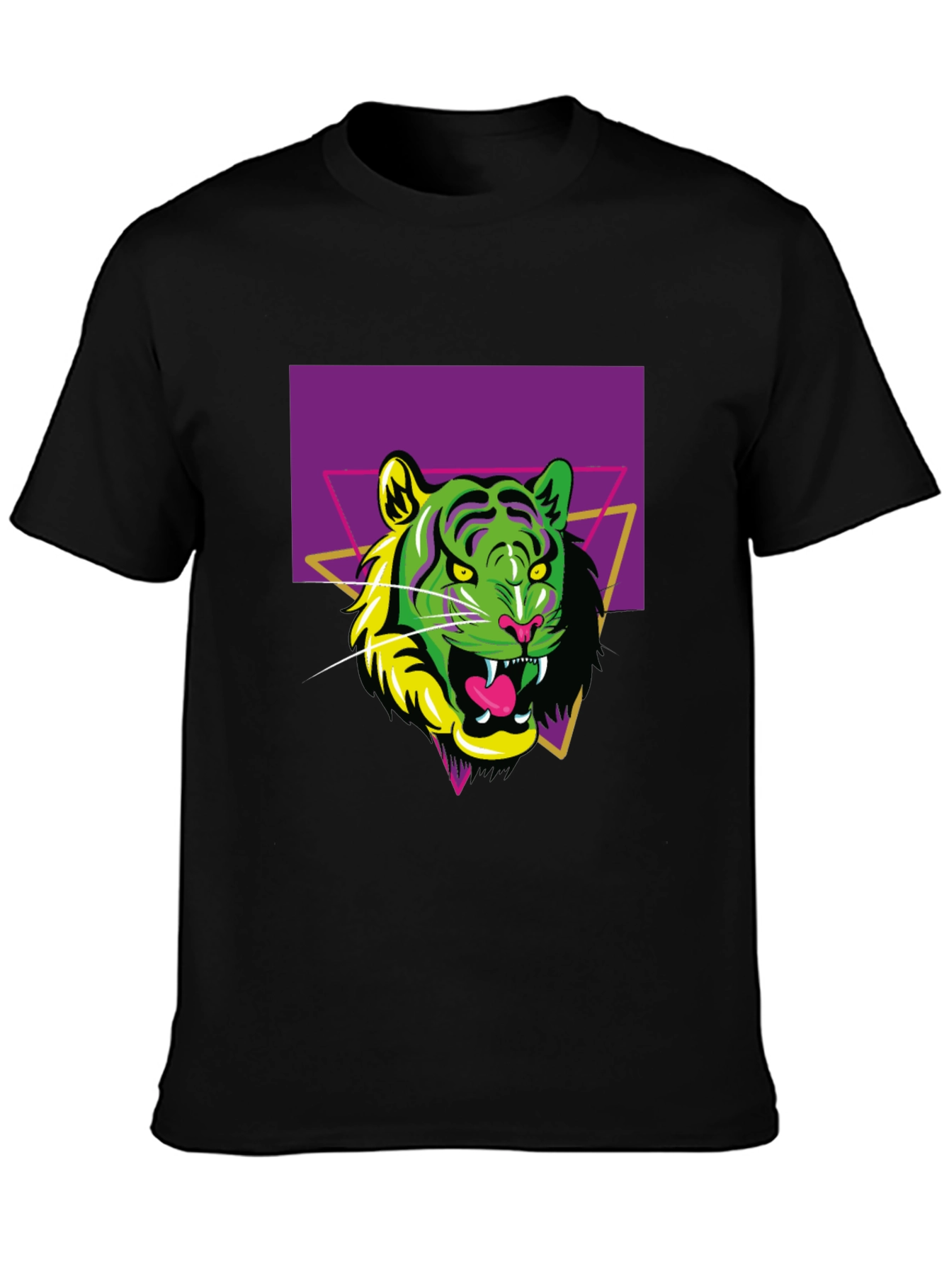 Black Retro Tiger Graphic Tee - Men's Black T-Shirt view 3