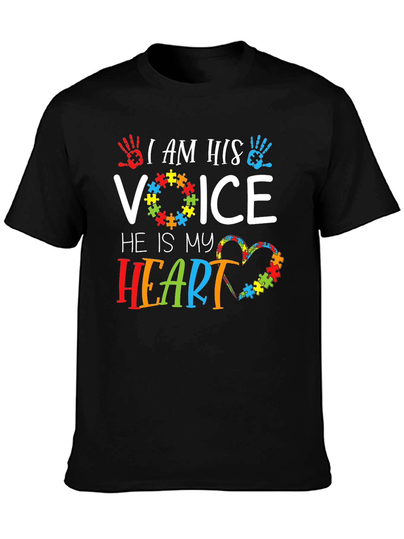 Black Autism Awareness T-Shirt - I Am His Voice view 3