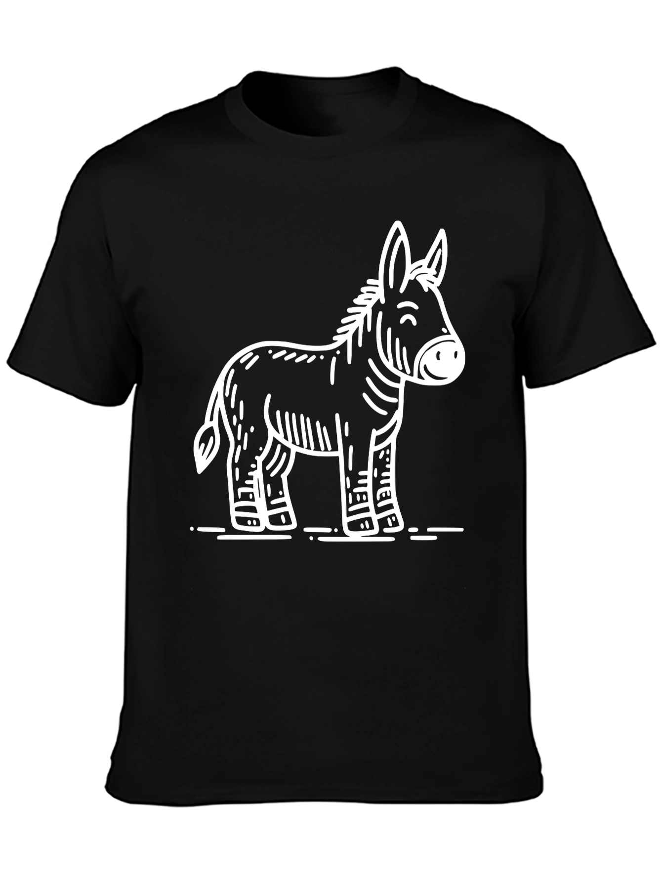 Black Cartoon Donkey Graphic T-Shirt view 3