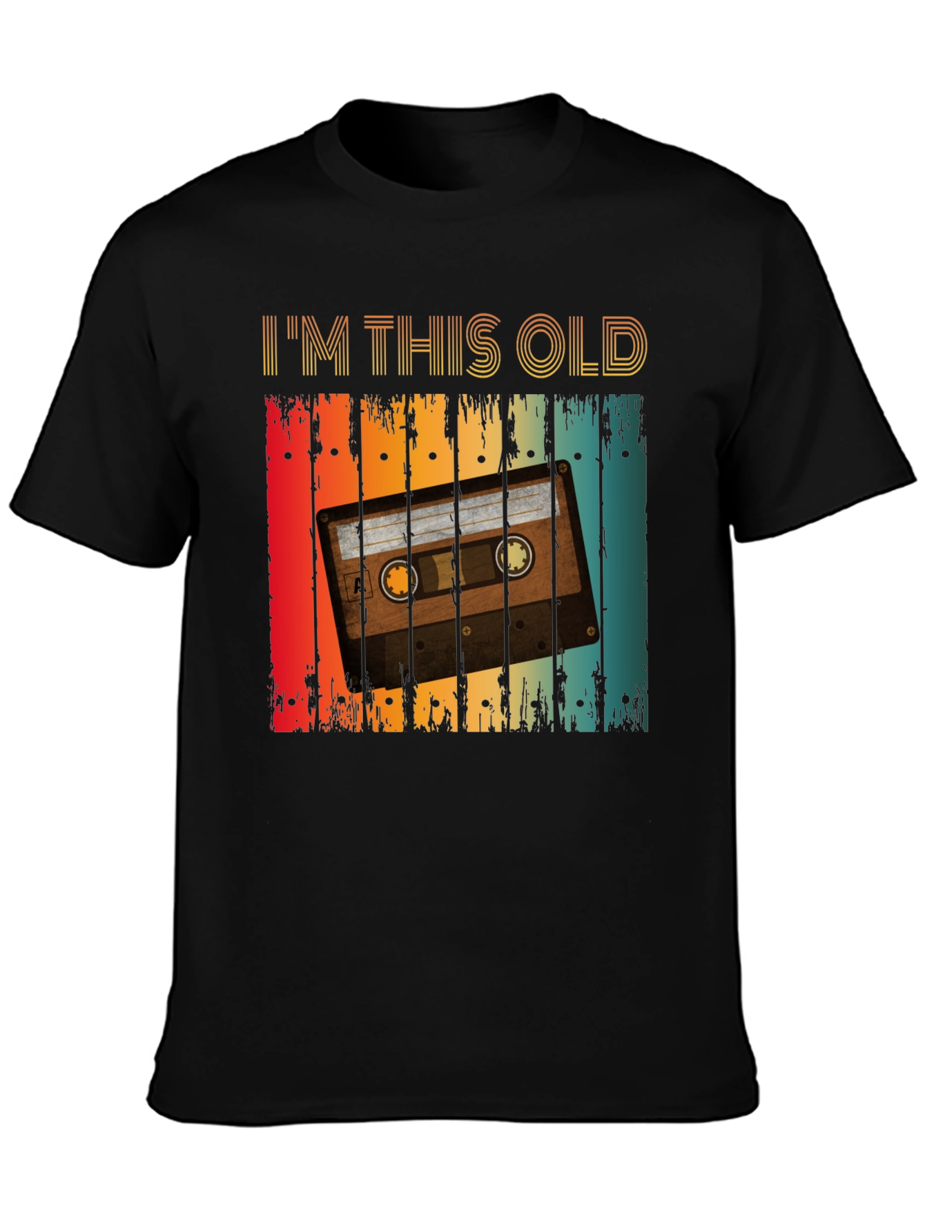 Black Retro Cassette Tape T-Shirt - I'm This Old view 3
