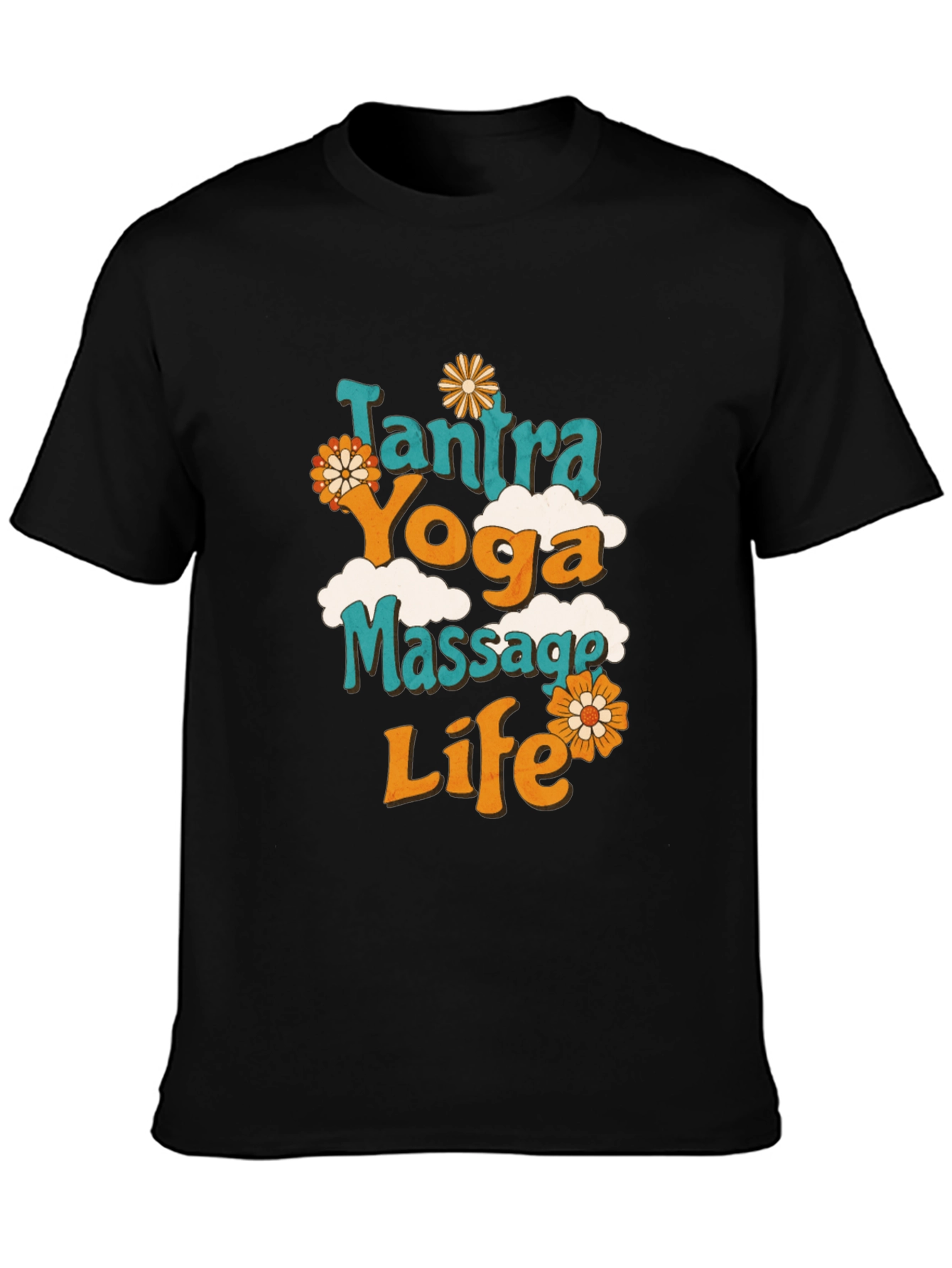 Black Tantra Yoga Massage Life Graphic Tee view 3
