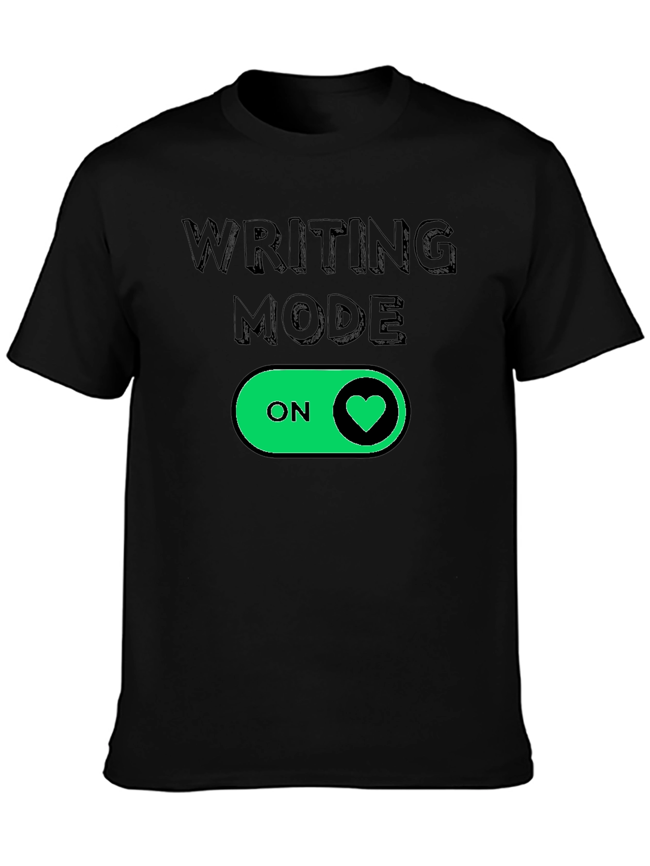 Black Writing Mode On Heart T-Shirt - Black view 3