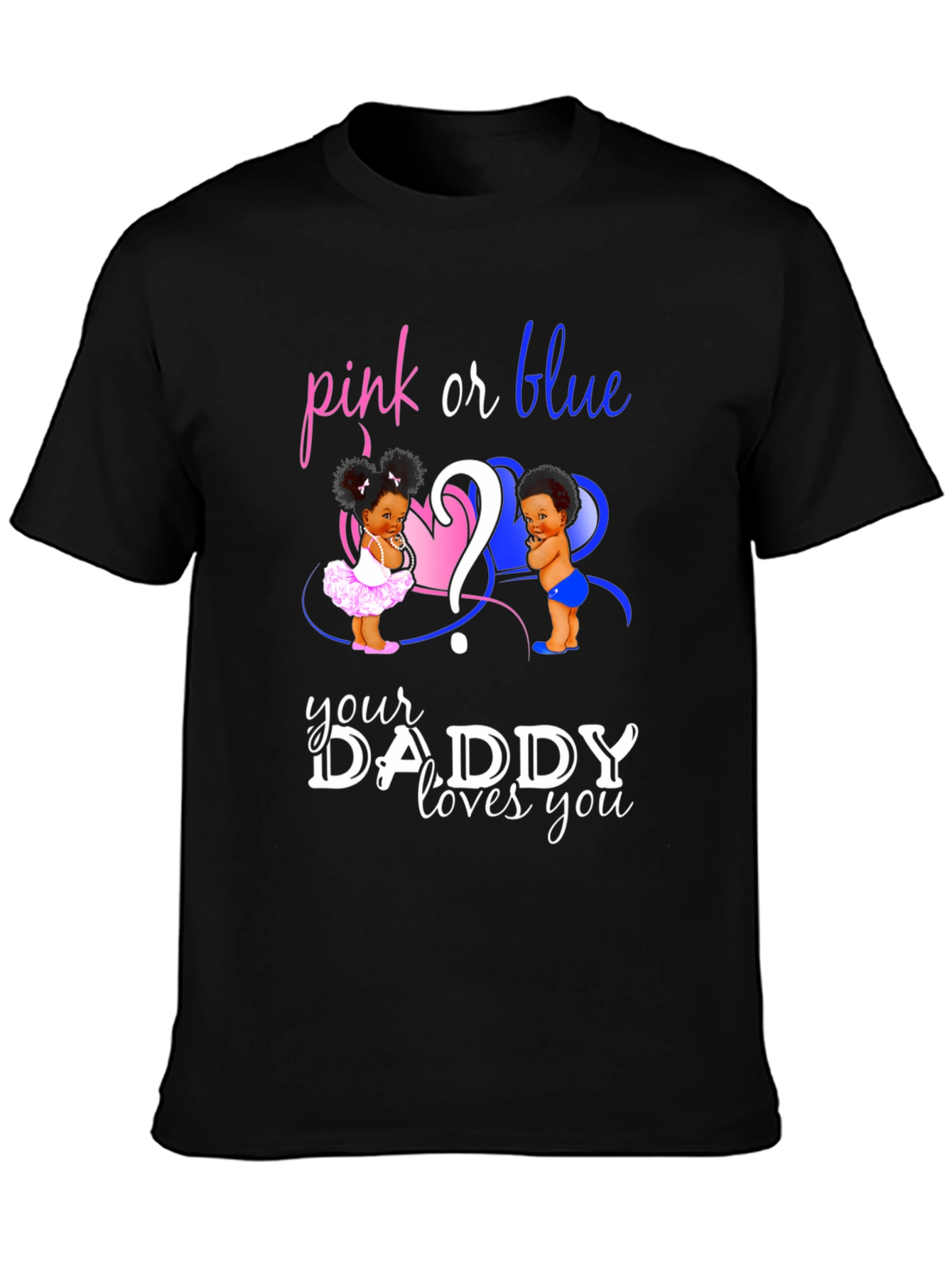 Black Pink or Blue Gender Reveal Daddy T-Shirt view 3