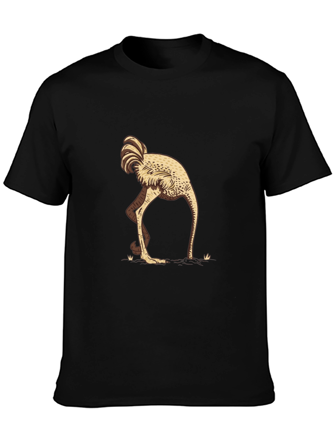 Black Ostrich Head in Sand Graphic Tee - Black view 3