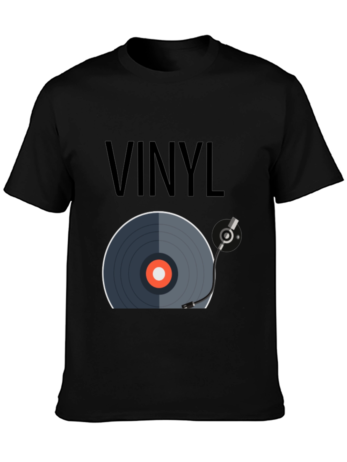 Black Vinyl Record Graphic Tee - Music Lover's T-Shirt view 3