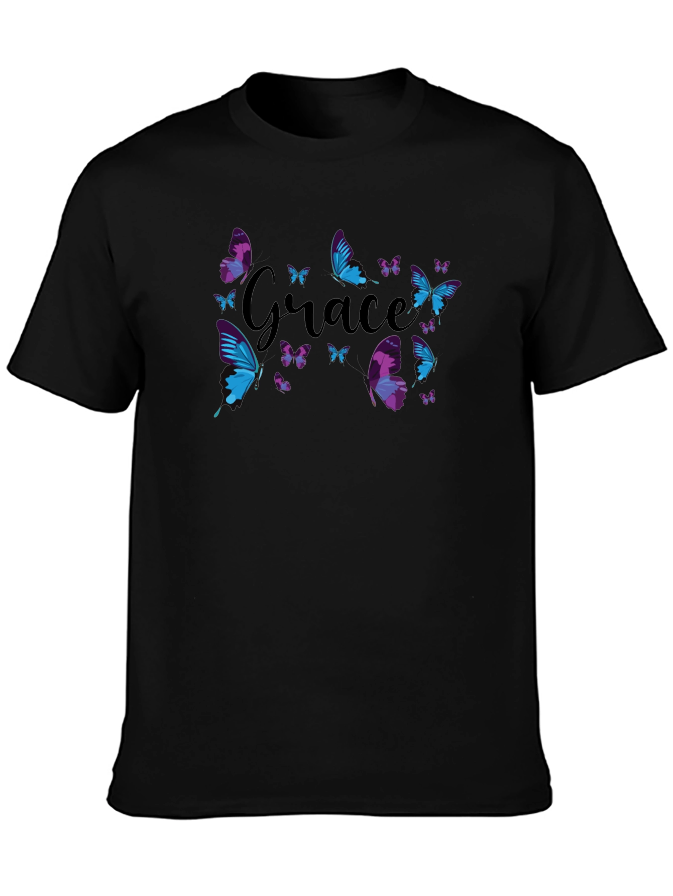 Black Grace Butterfly Graphic Black T-Shirt view 3