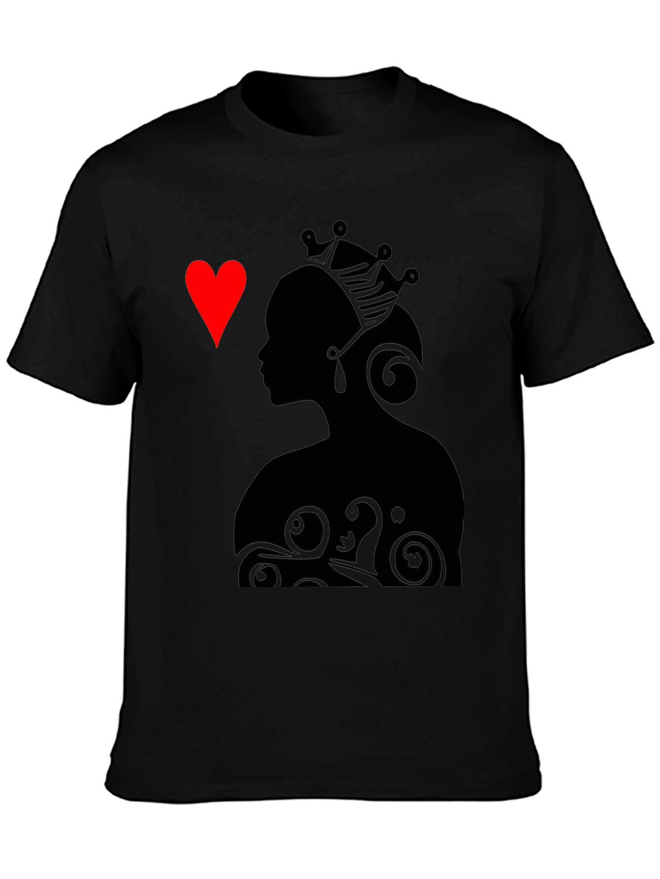 Black Queen of Hearts Graphic Tee - Stylish Black T-Shirt view 3