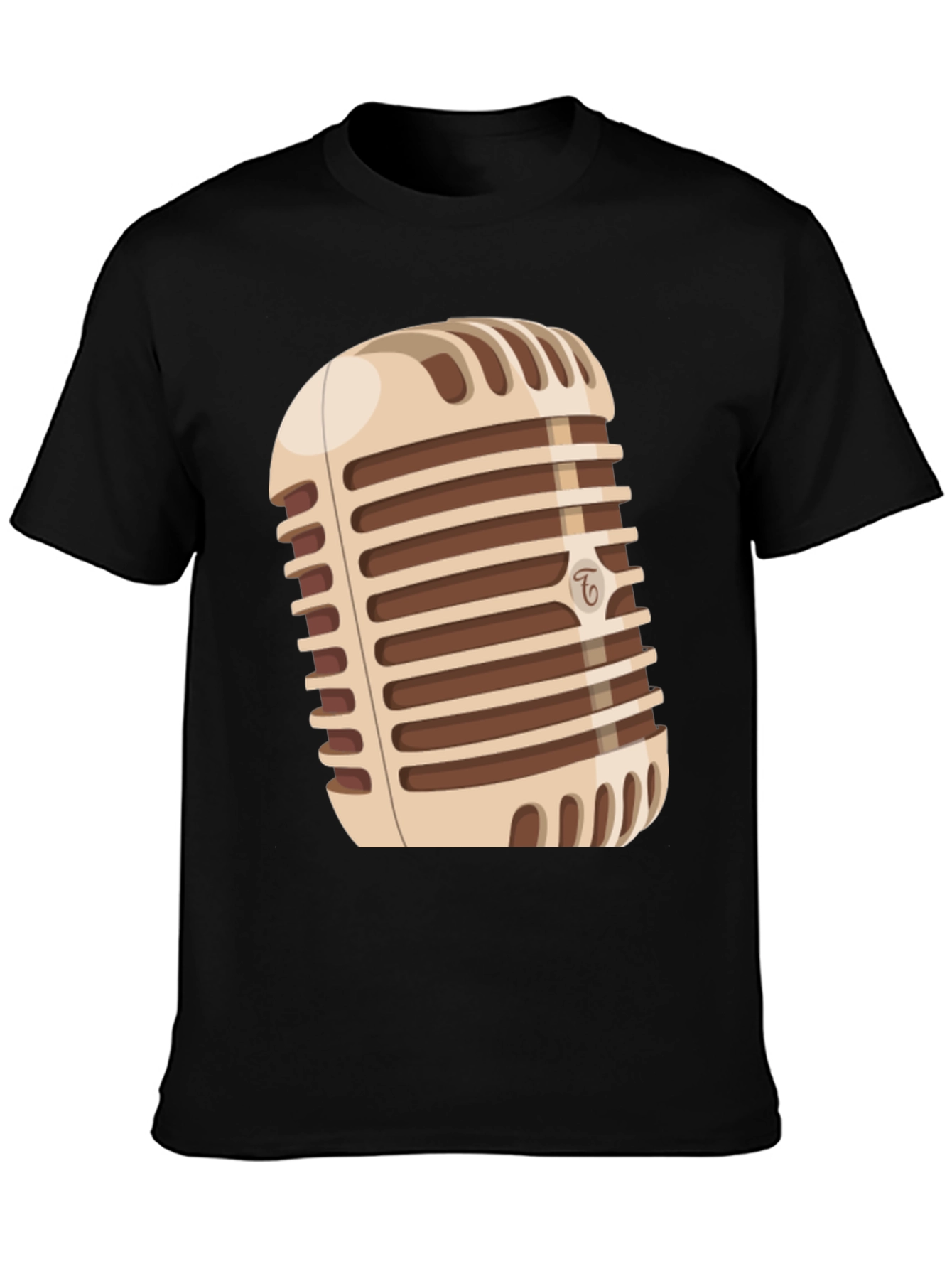 Black Vintage Microphone Graphic T-Shirt view 3