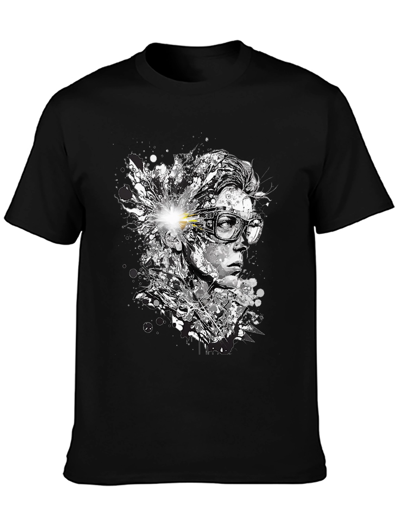 Black Abstract Mind T-Shirt - Artistic Black Tee view 3