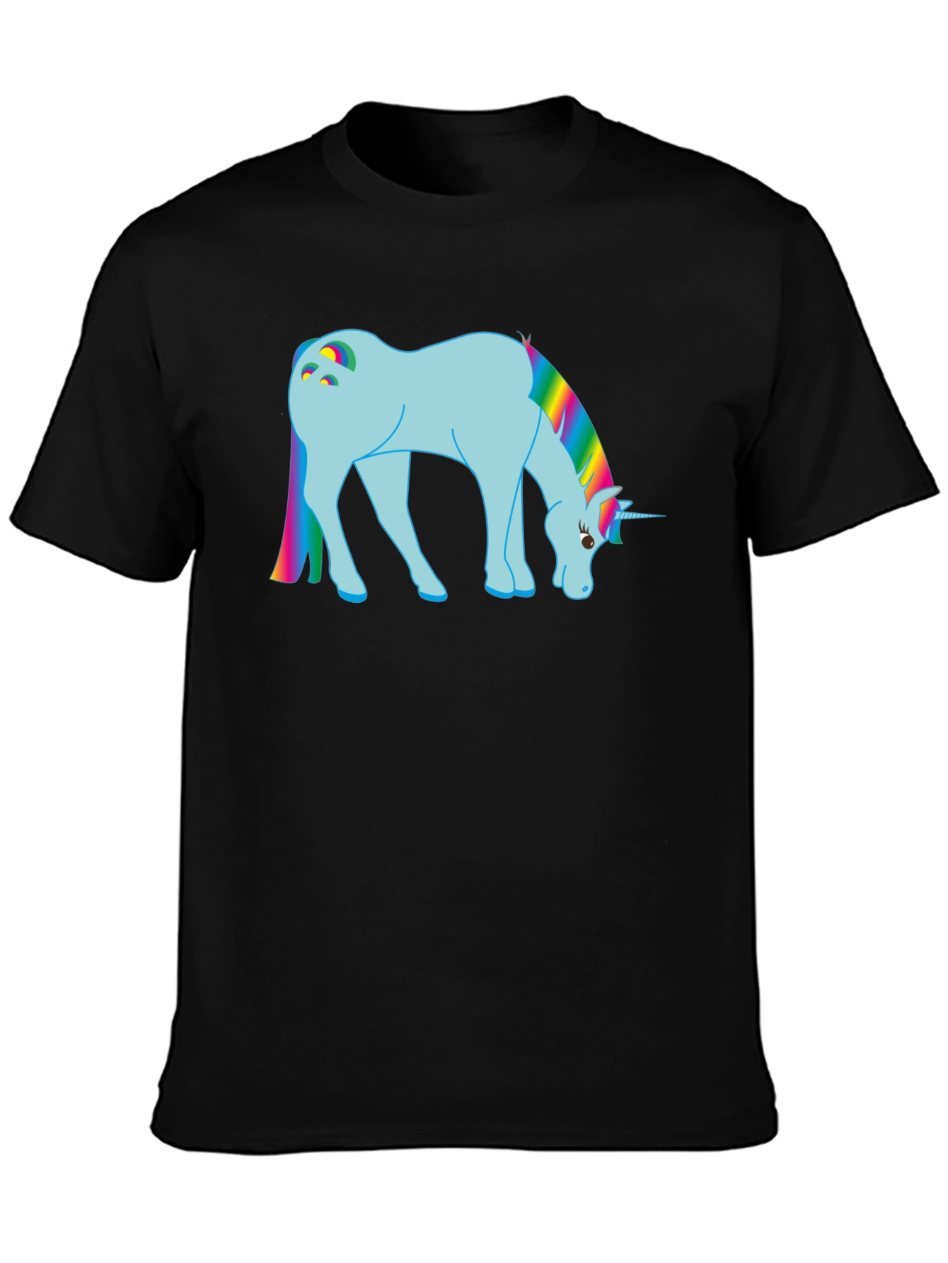 Black Rainbow Unicorn Graphic T-Shirt view 3