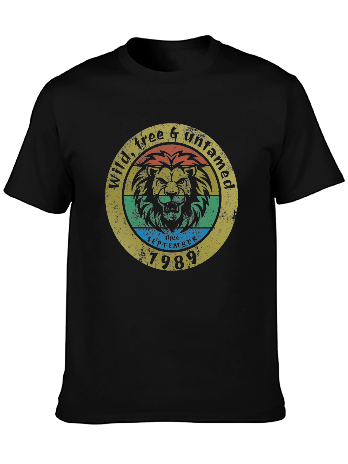 Black Wild, Free & Untamed Lion 1989 Graphic Tee view 3