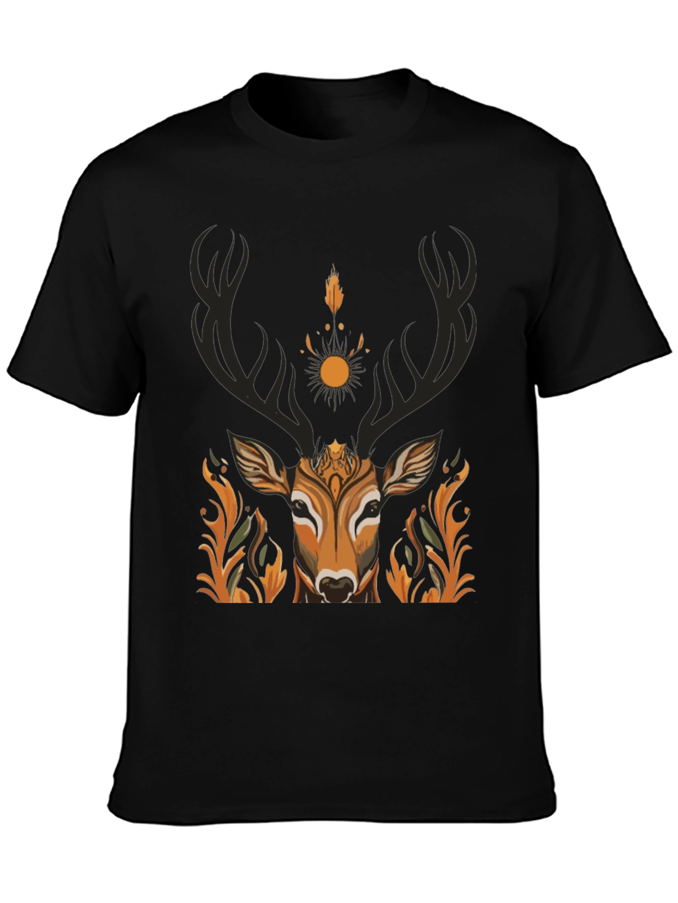 Black Mystic Deer Graphic Tee - Nature Inspired Design view 3