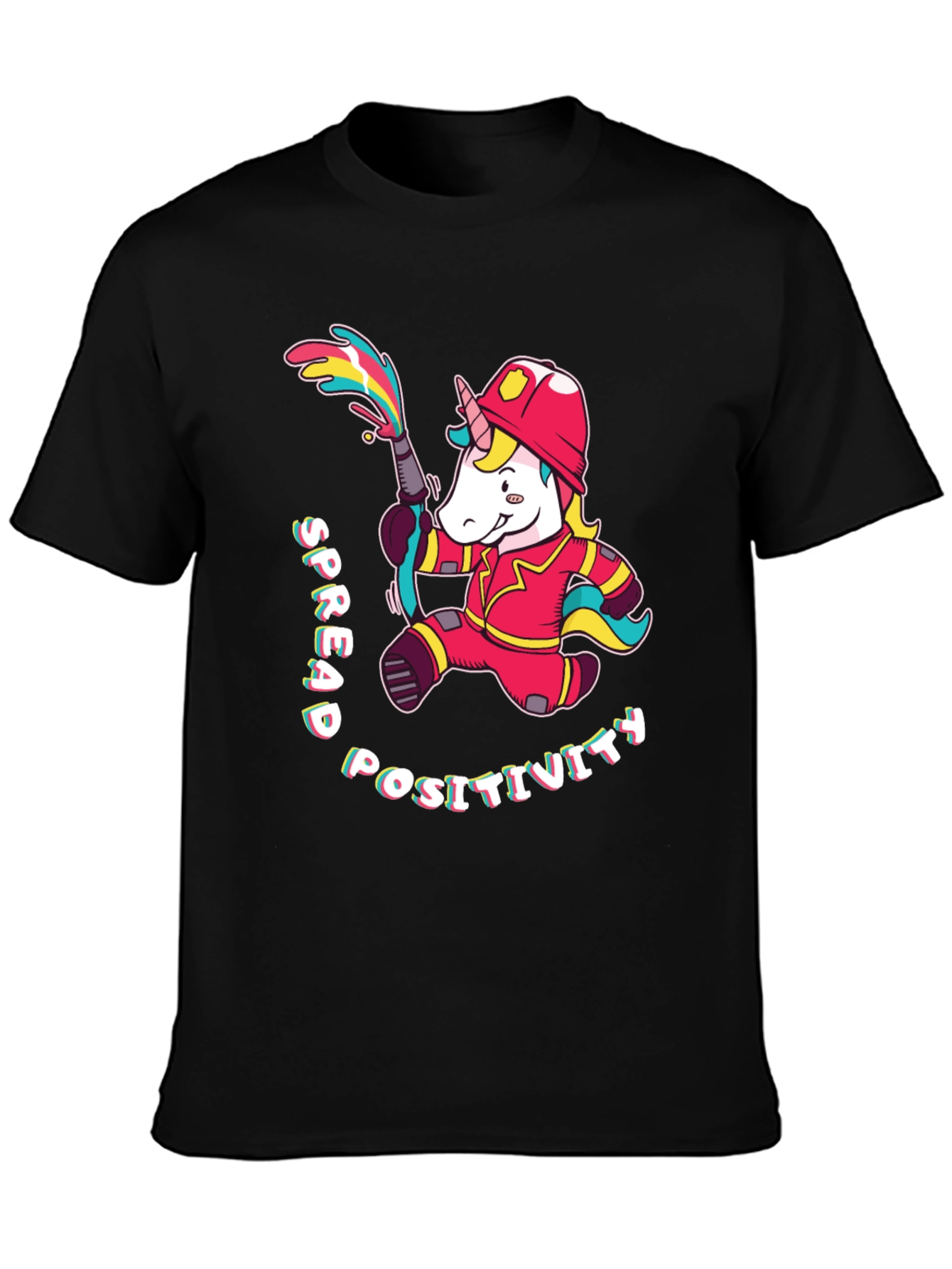 Black Unicorn Firefighter T-Shirt - Spread Positivity view 3