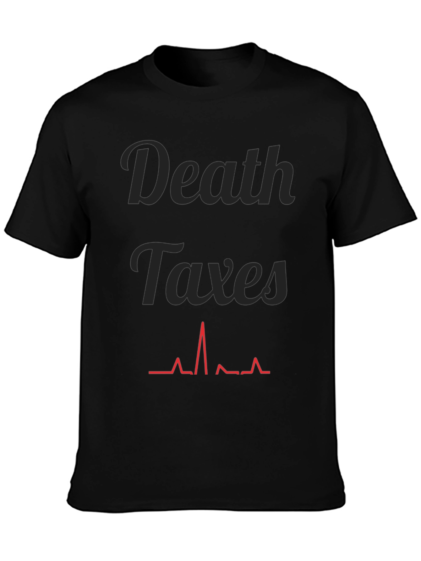 Black Death Taxes Heartbeat Graphic Tee - Black view 3