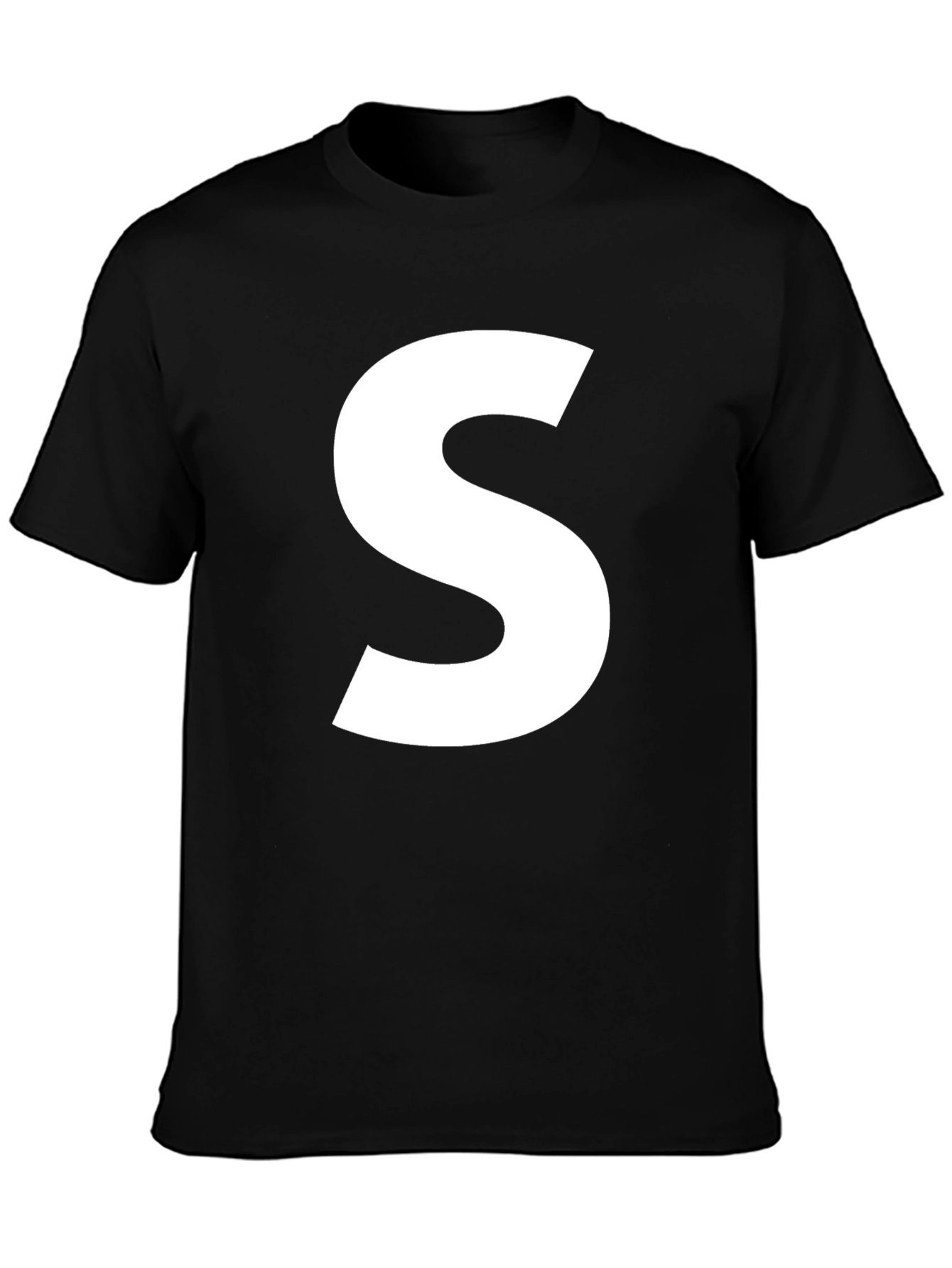 Black Bold 'S' Graphic Tee - Classic Black Cotton view 3