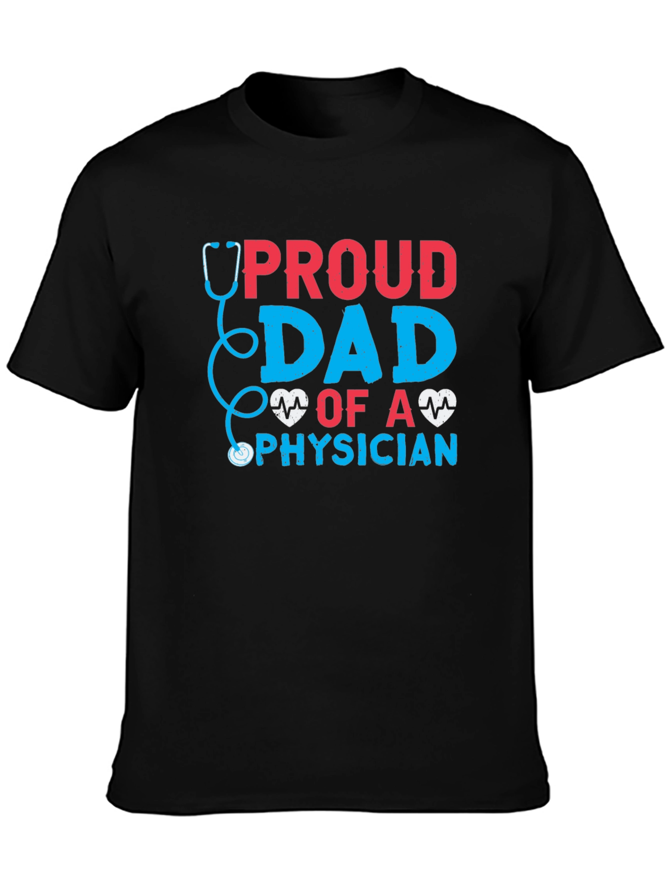 Black Proud Dad of a Physician T-Shirt view 3