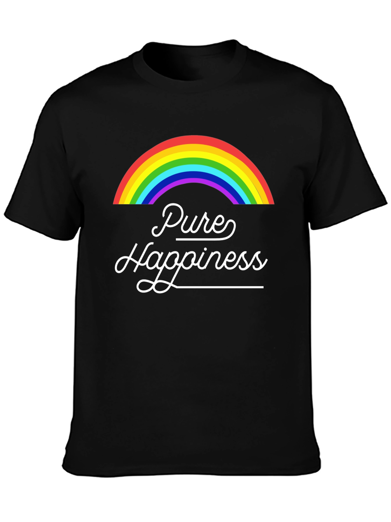 Black Pure Happiness Rainbow Graphic Tee - Black view 3