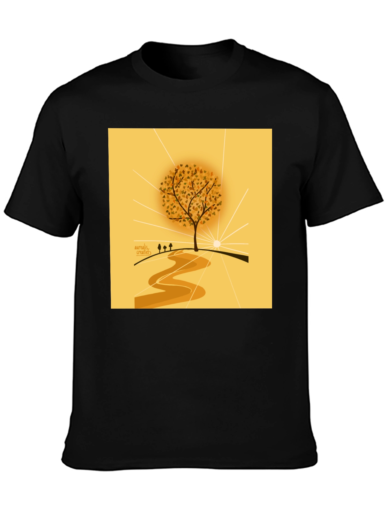 Black Nature Inspired Graphic Tee - Artistic Tree Design view 3