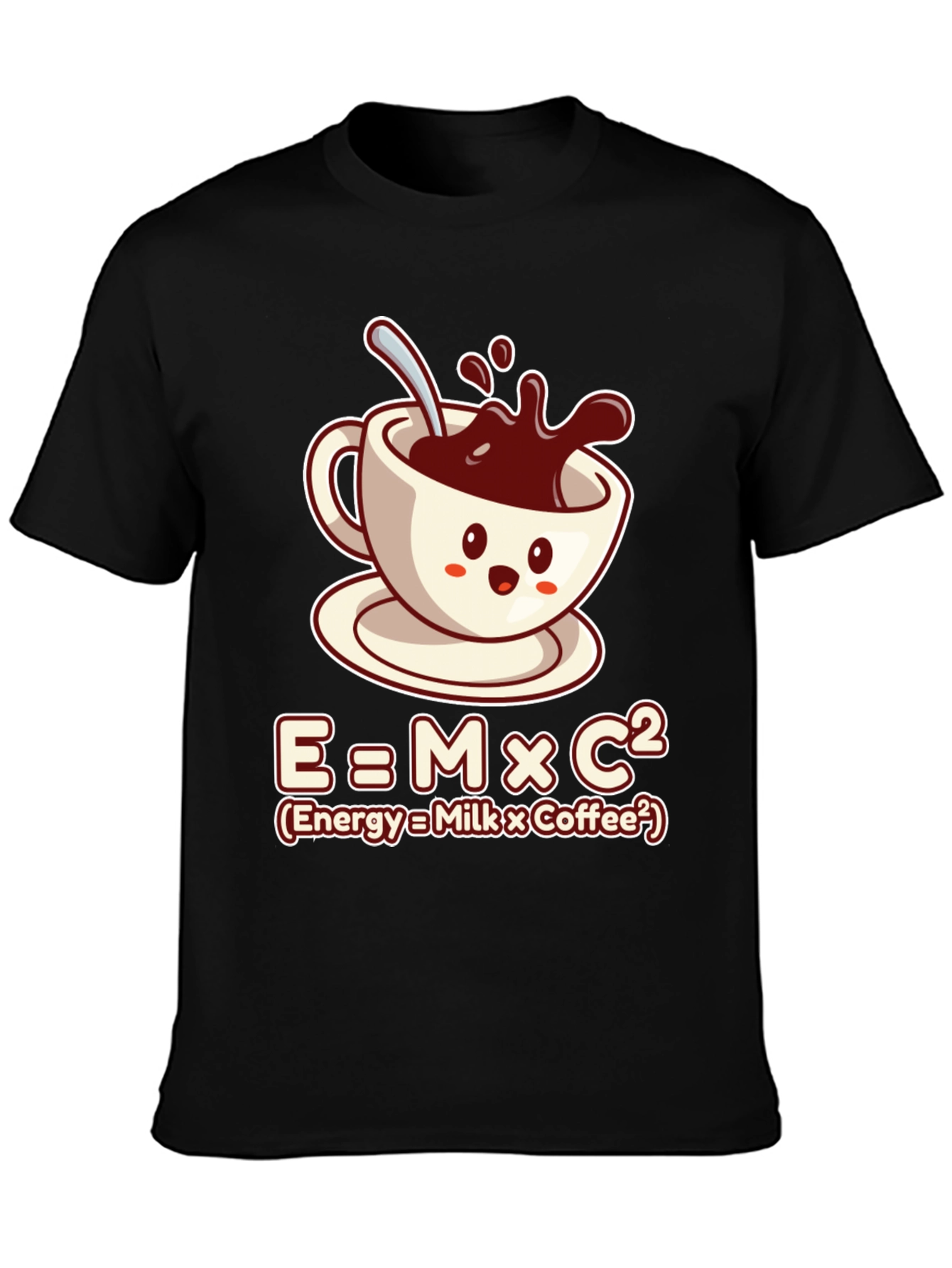 Black Funny Coffee Lover T-Shirt - Energy = Milk x Coffee view 3