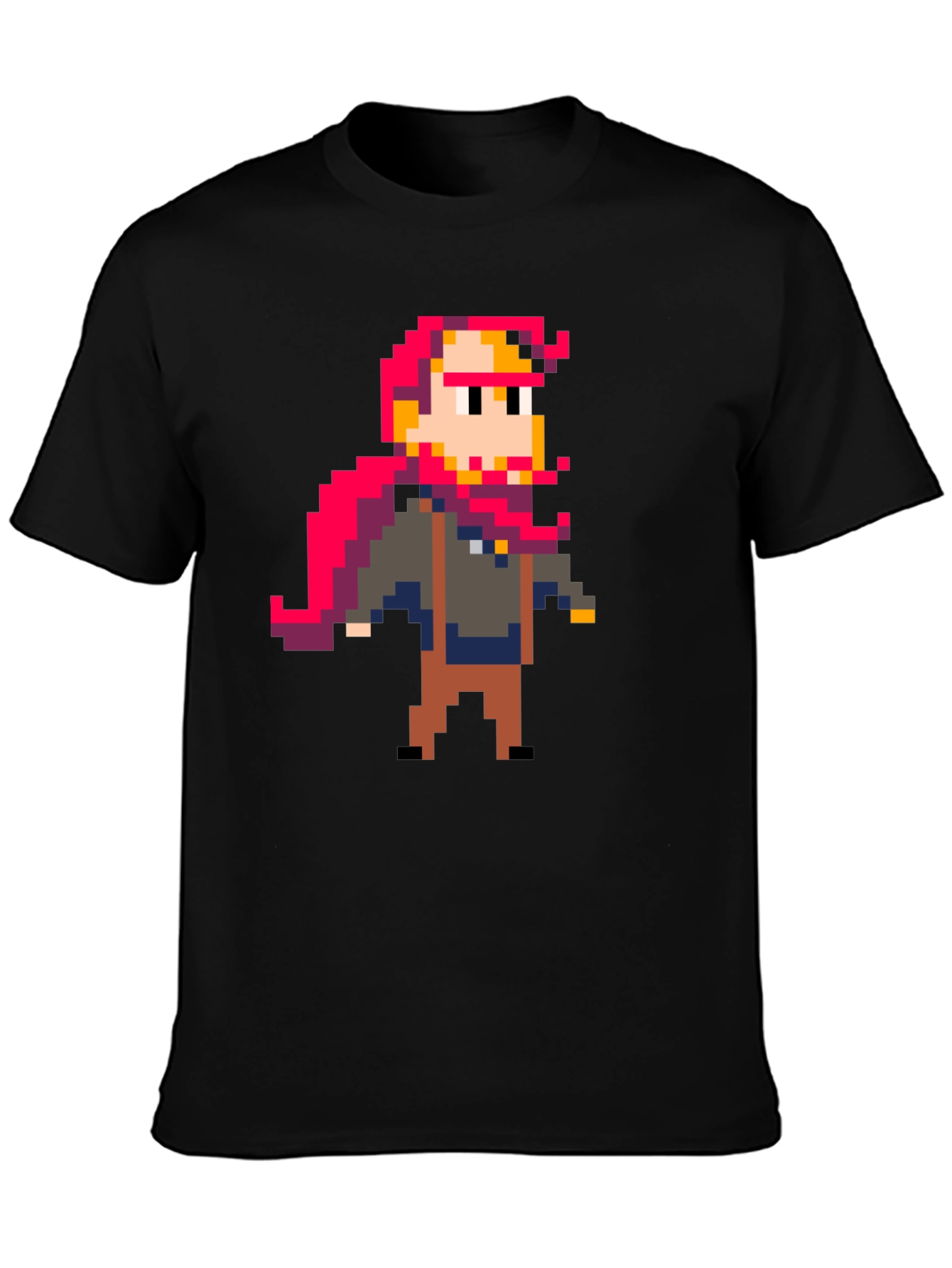 Black Pixel Art Graphic T-Shirt view 3