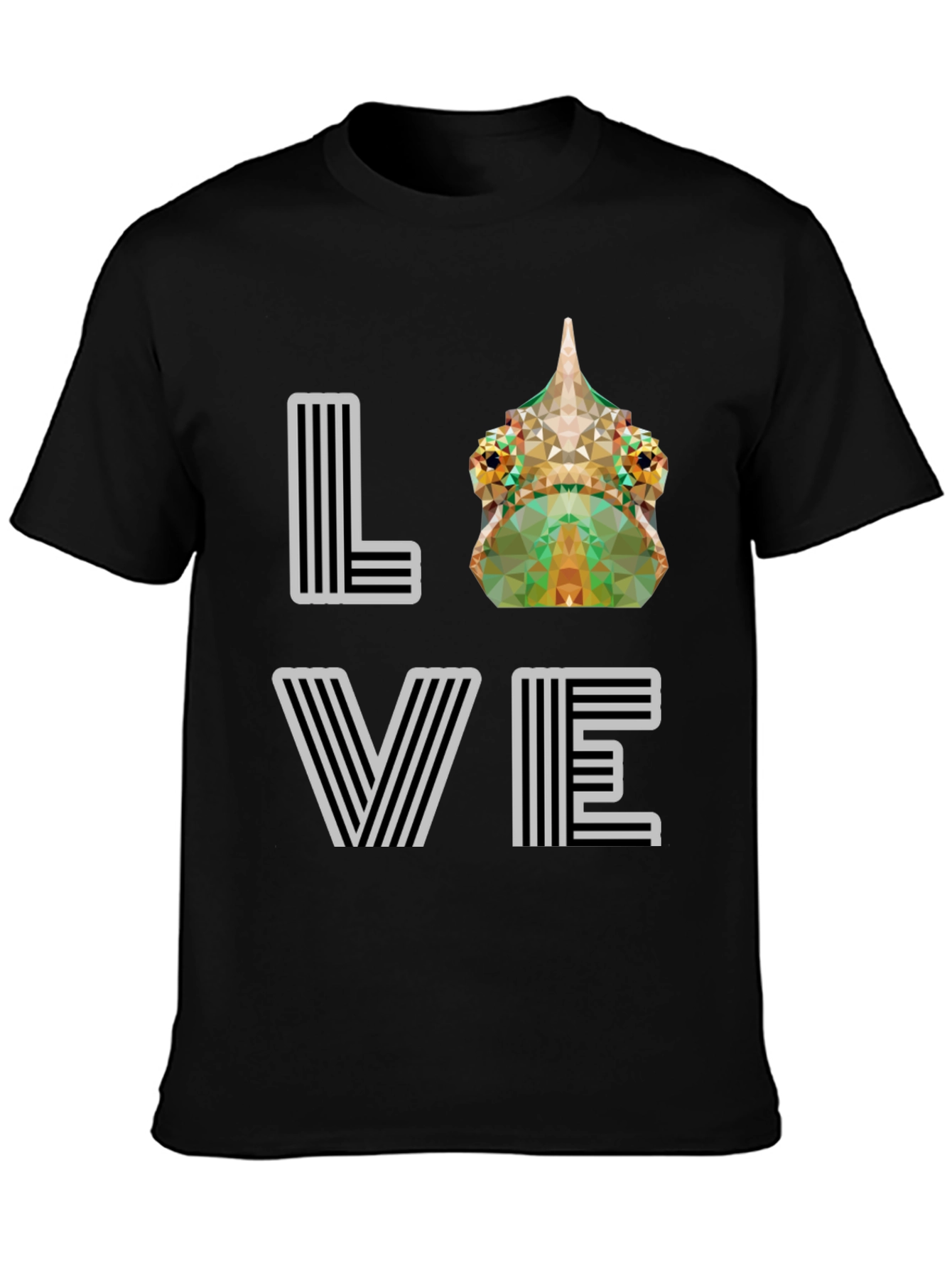 Black Geometric Chameleon 'LOVE' Graphic Tee - Modern Style view 3