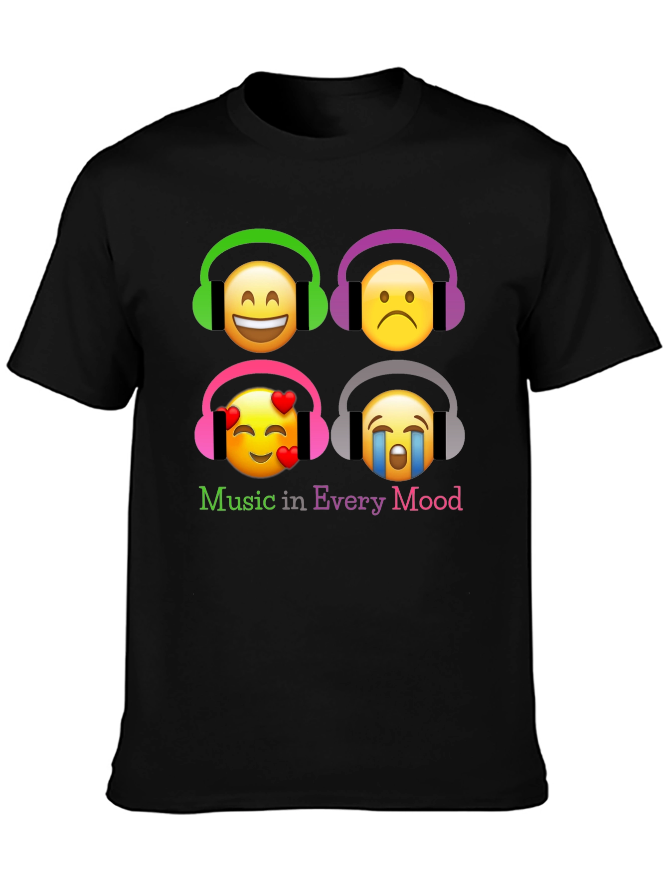 Black Music in Every Mood Emoji T-Shirt - Black view 3