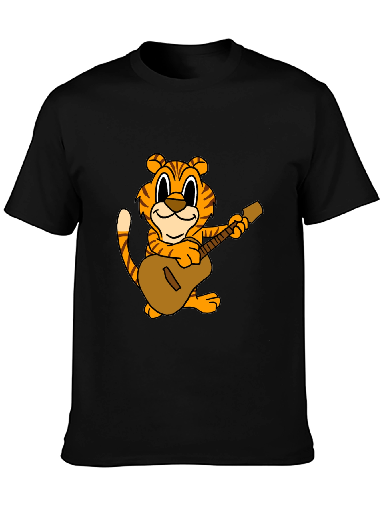 Black Tiger Guitar Player Graphic Tee - Black view 3