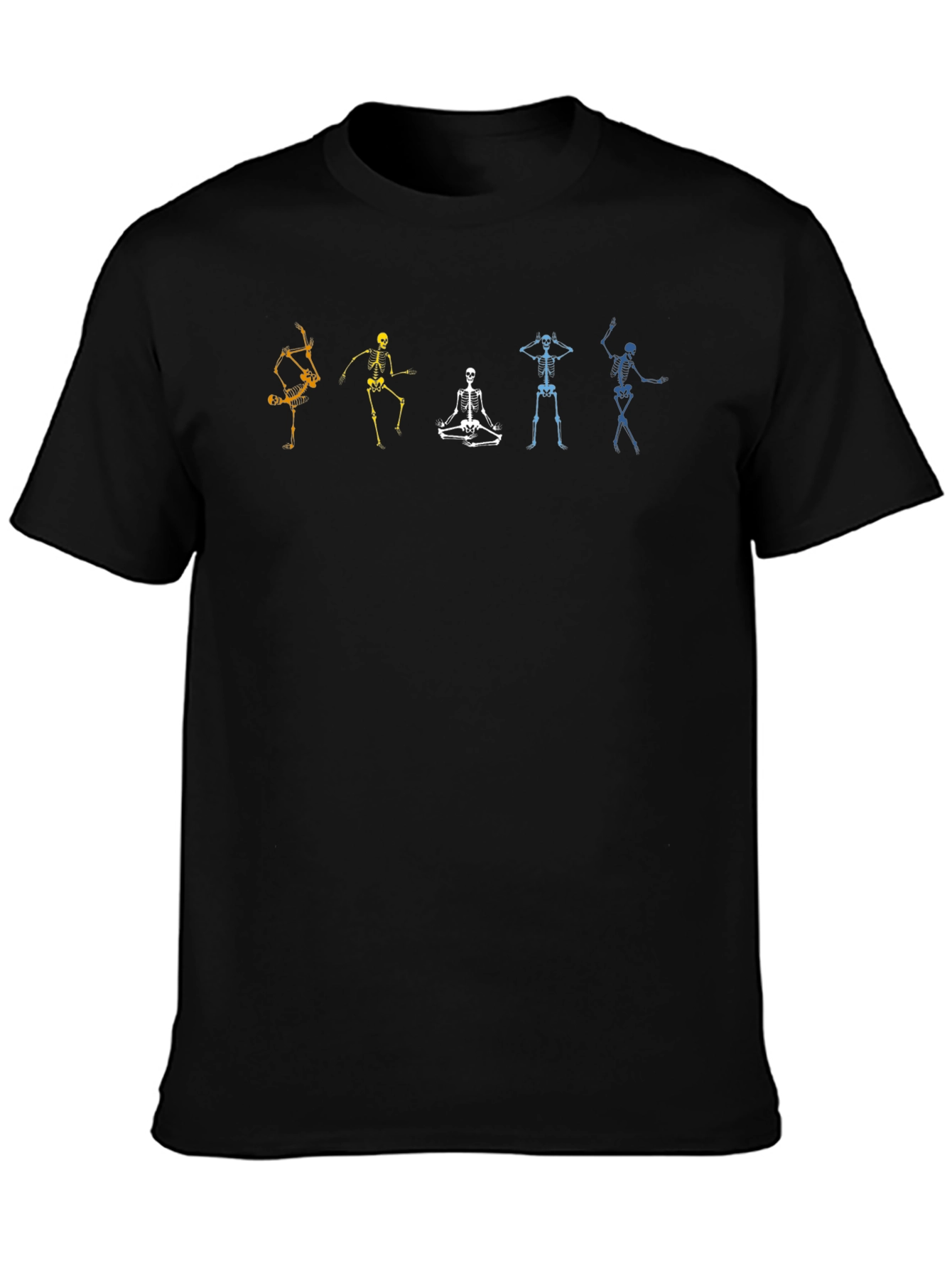 Black Dancing Skeletons Graphic Tee - Black Cotton T-Shirt view 3