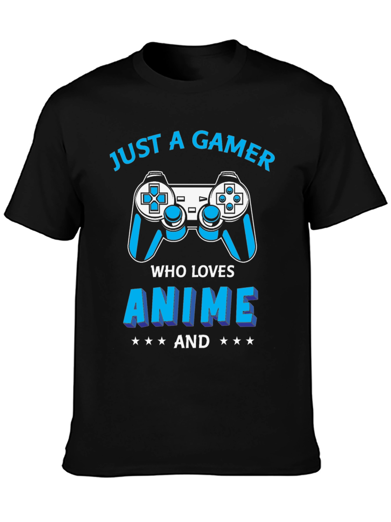 Black Just A Gamer Who Loves Anime T-Shirt view 3