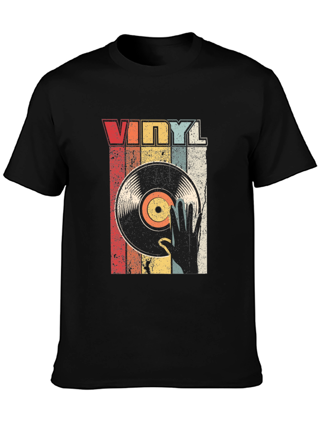 Black Vintage Vinyl Record T-Shirt view 3