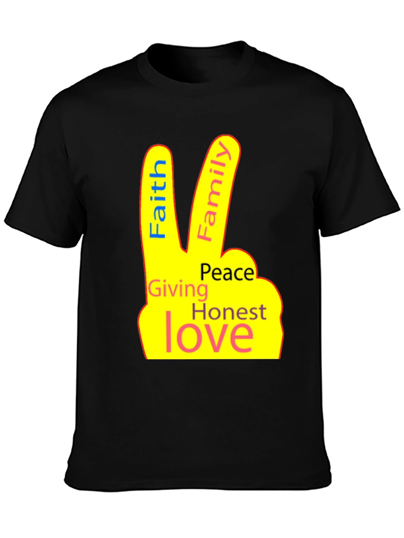 Black Faith, Family, Love Peace T-Shirt view 3