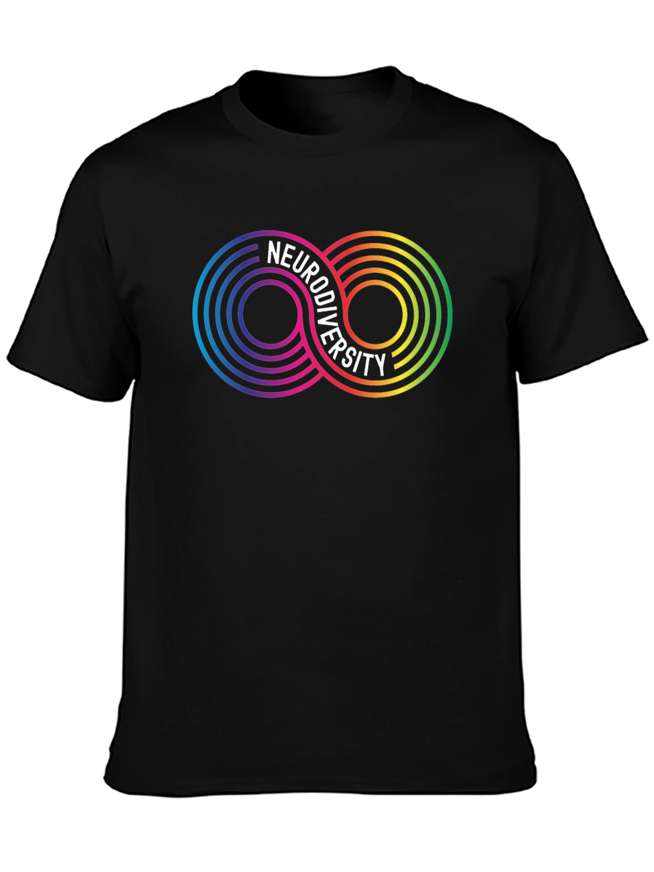 Black Neurodiversity Infinity Symbol Graphic T-Shirt view 3
