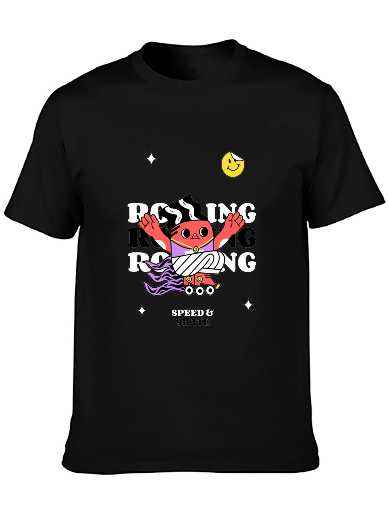 Black Rolling Skate Graphic Black T-Shirt view 3