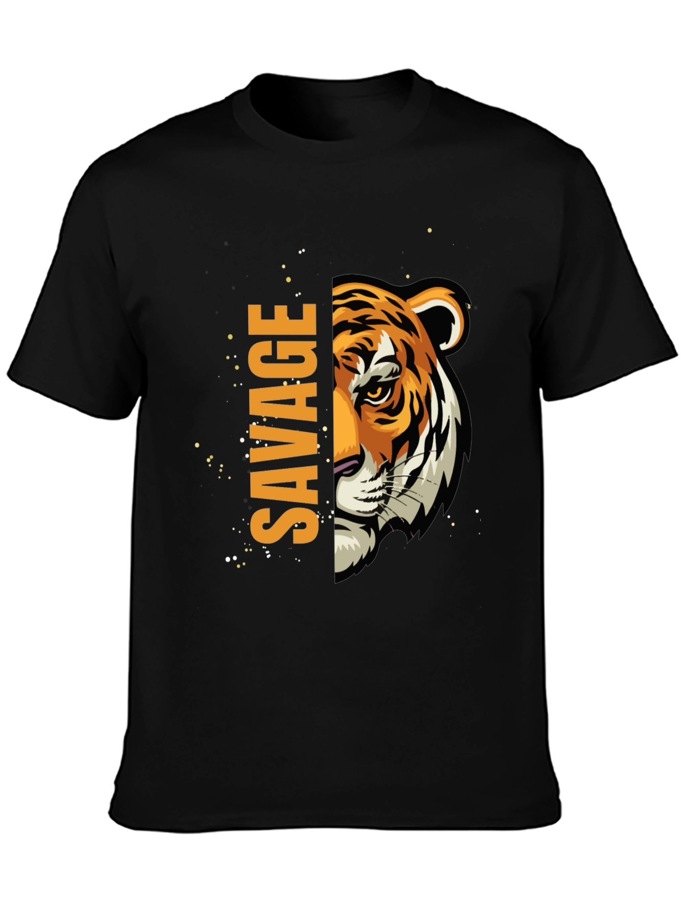 Black Savage Tiger Graphic Black T-Shirt view 3