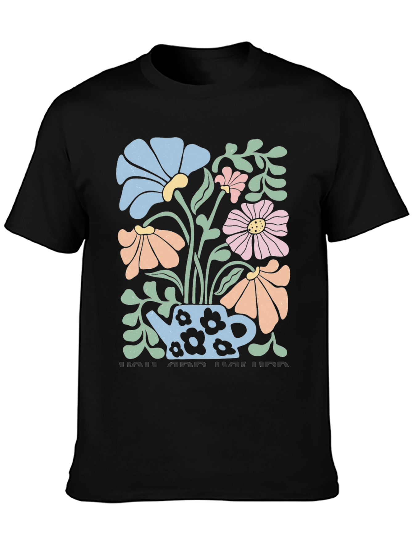 Black Floral Teapot Graphic T-Shirt view 3