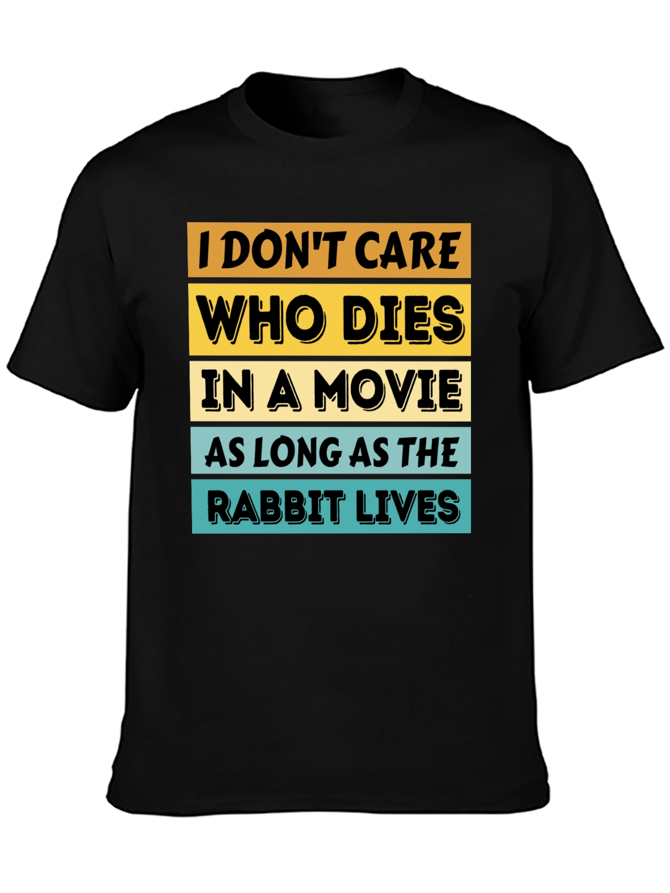 Black Funny Rabbit Lover Movie T-Shirt view 3