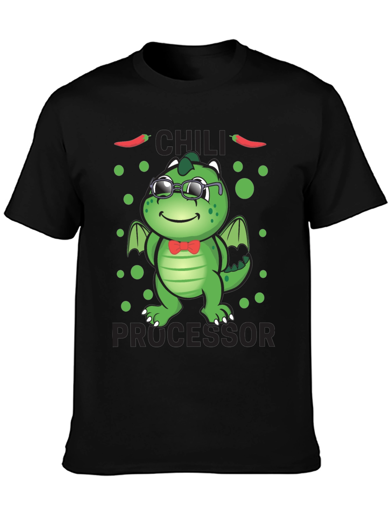 Black Chili Processor T-Shirt - Cute Dragon Design view 3