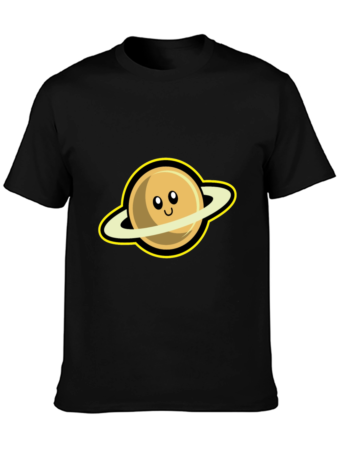 Black Cute Saturn Graphic Tee - Black Short Sleeve Shirt view 3