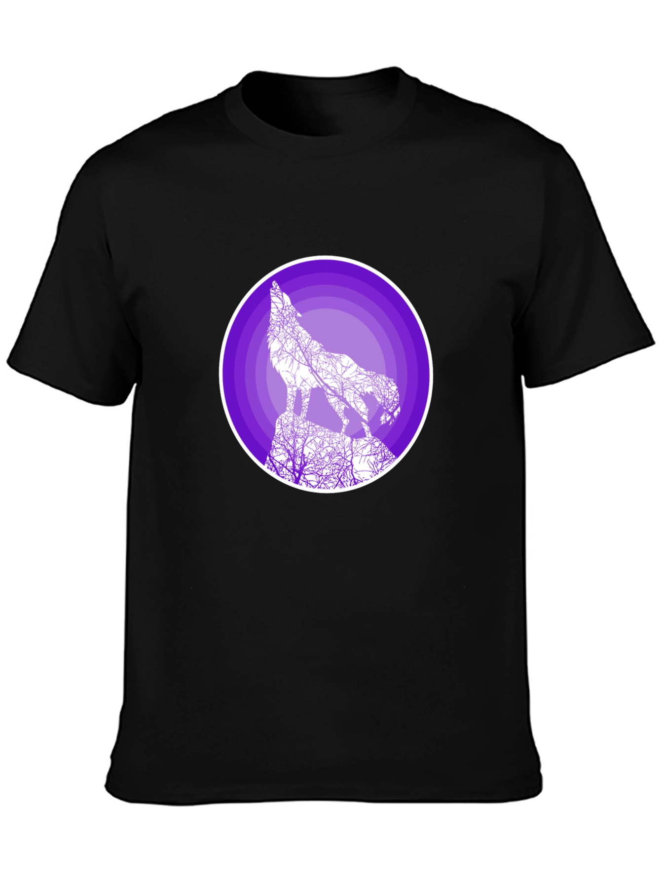 Black Wolf Silhouette Graphic T-Shirt - Black view 3