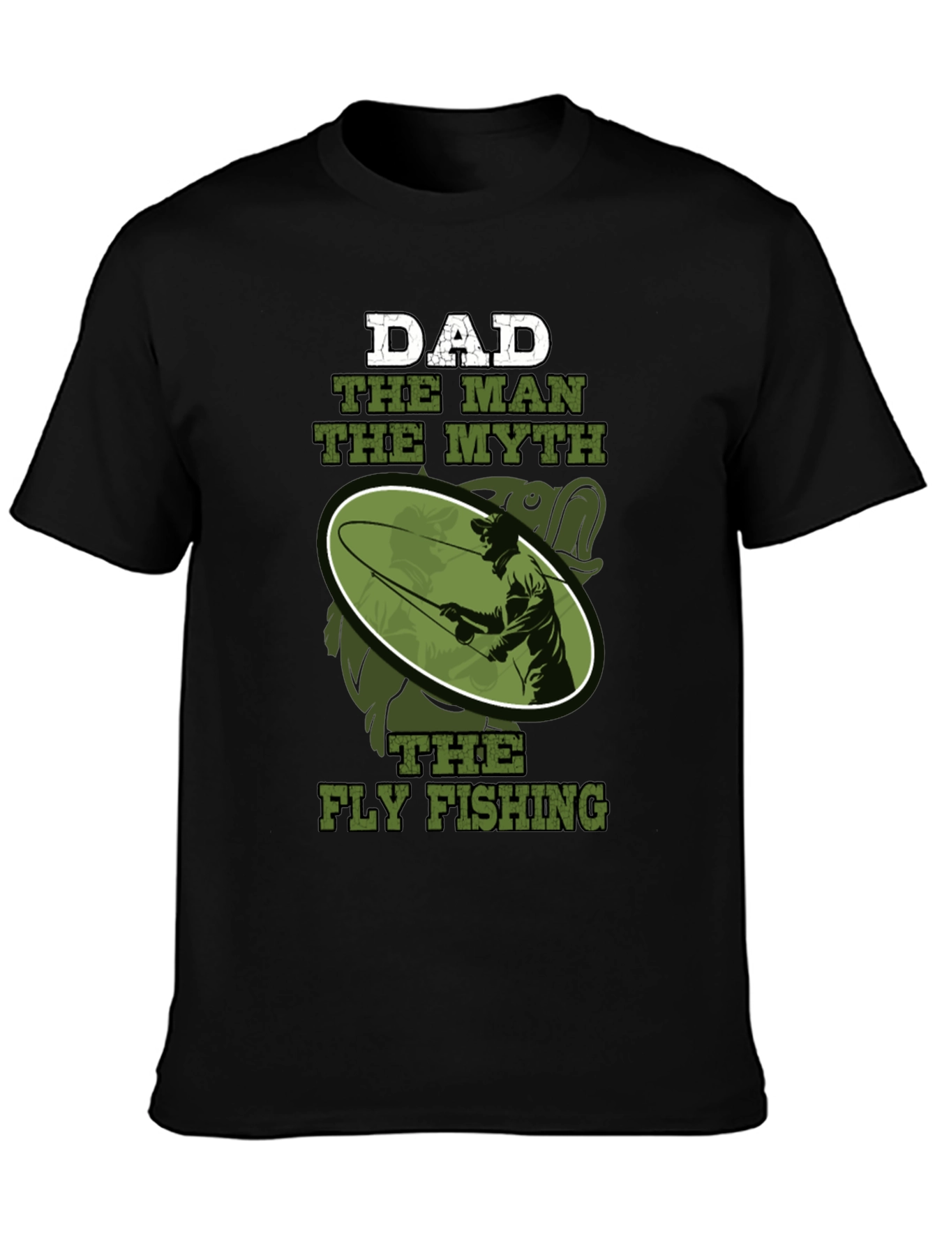 Black Dad The Man Myth Fly Fishing Graphic Tee view 3