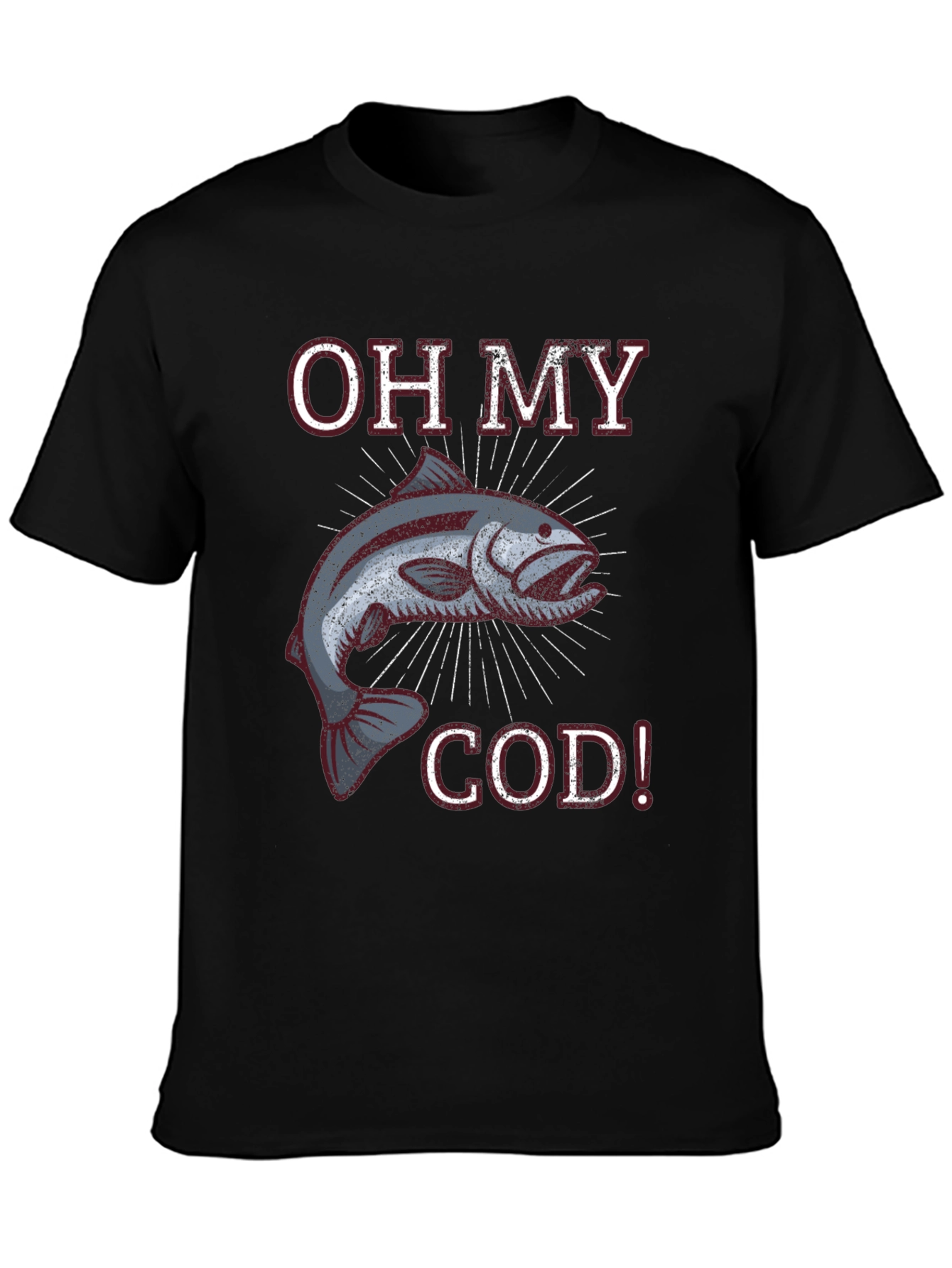 Black Oh My Cod! Funny Fish Graphic T-Shirt view 3