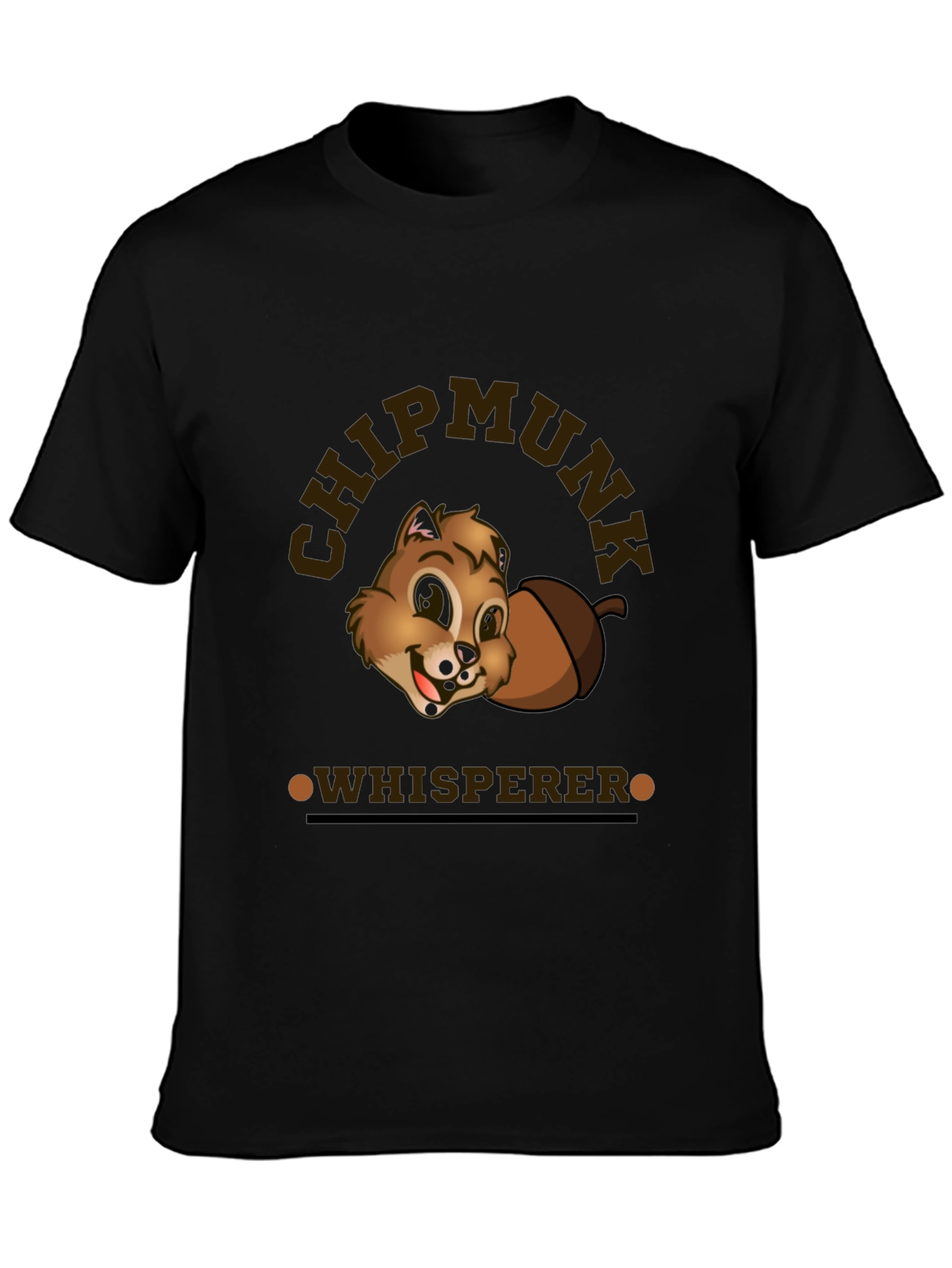 Black Chipmunk Whisperer T-Shirt - Cute Cartoon Design view 3