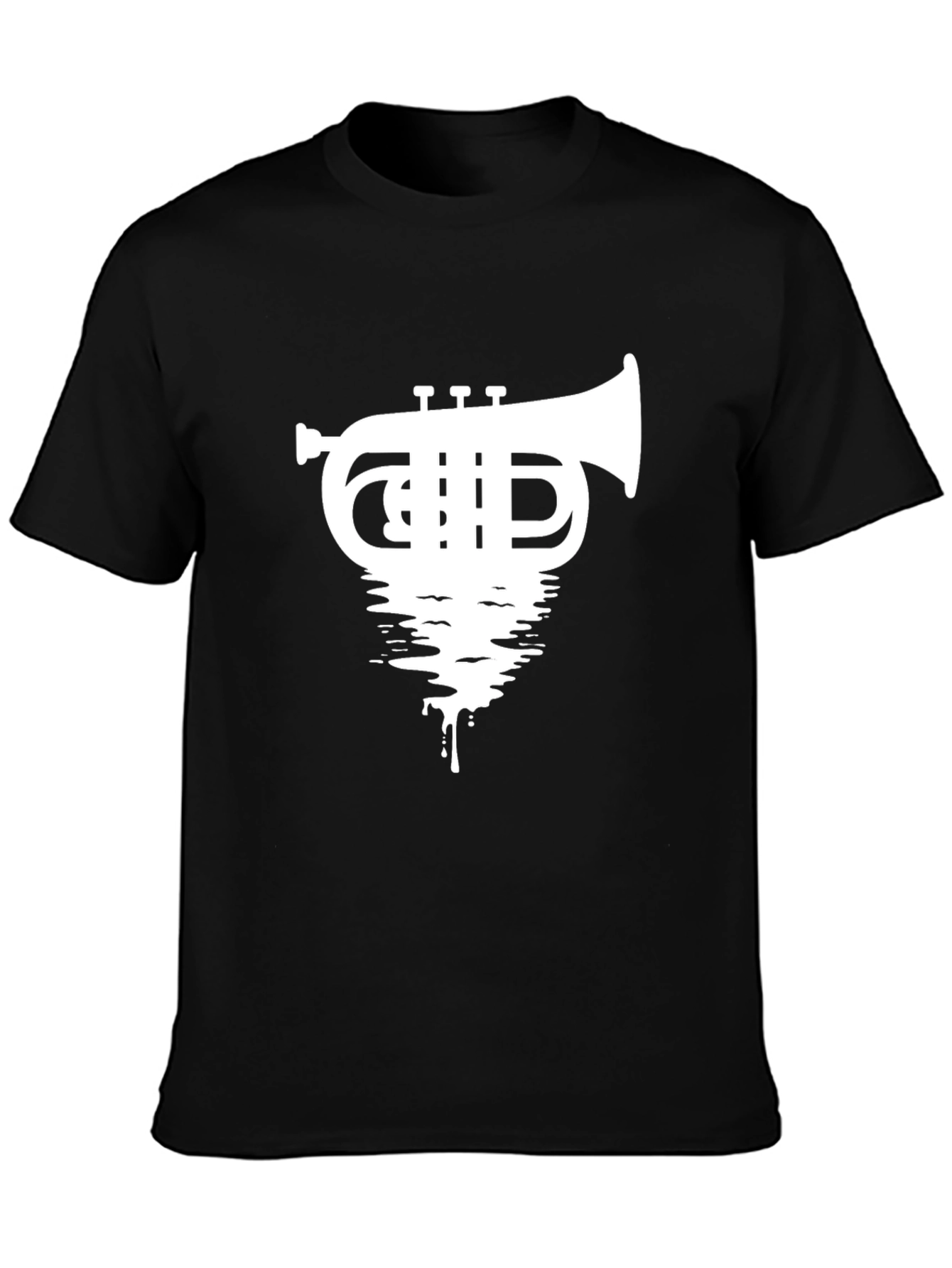 Black Trumpet Drip Graphic Tee - Black Cotton T-Shirt view 3
