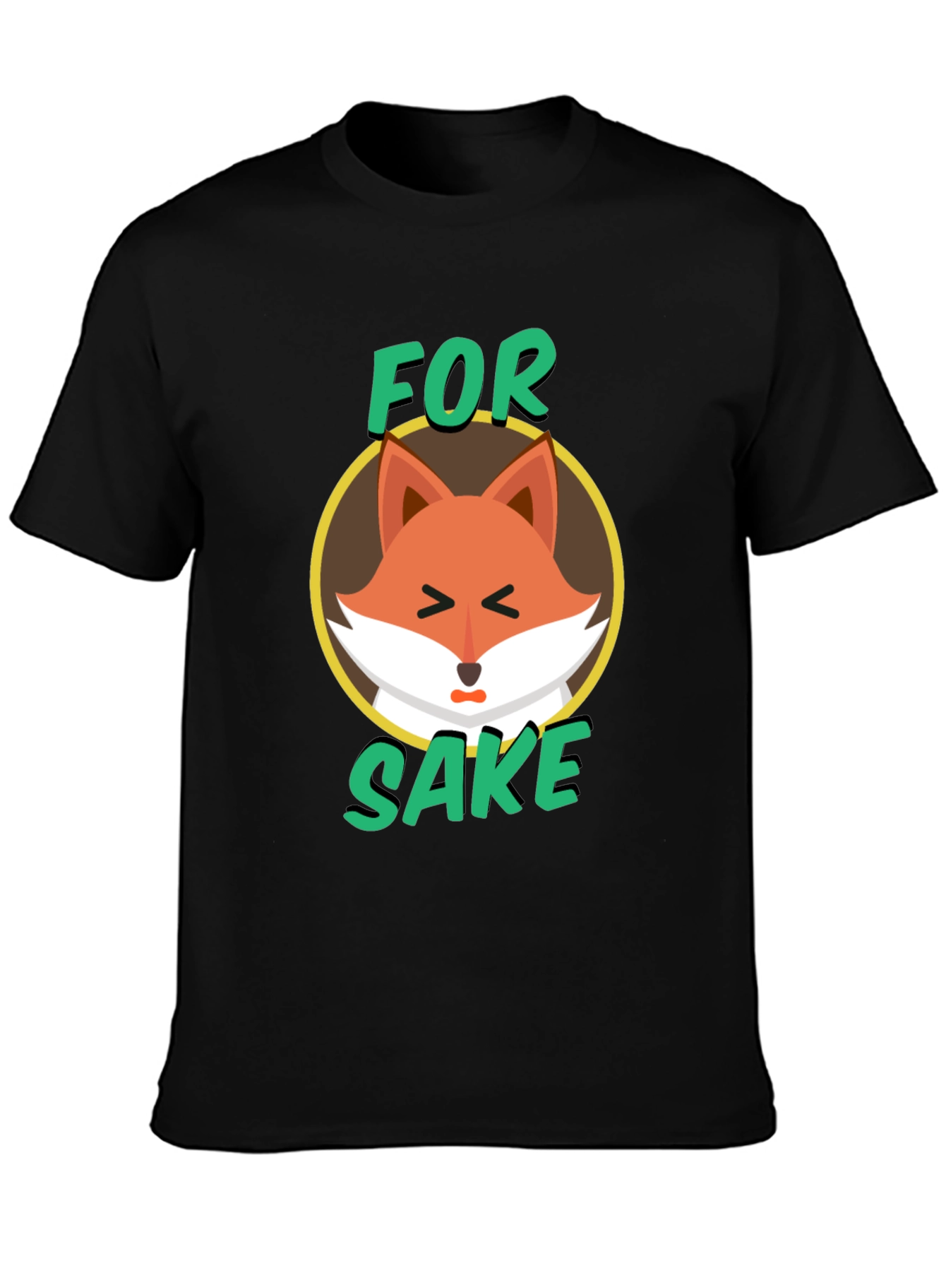 Black For Fox Sake T-Shirt - Quirky Animal Graphic Tee view 3