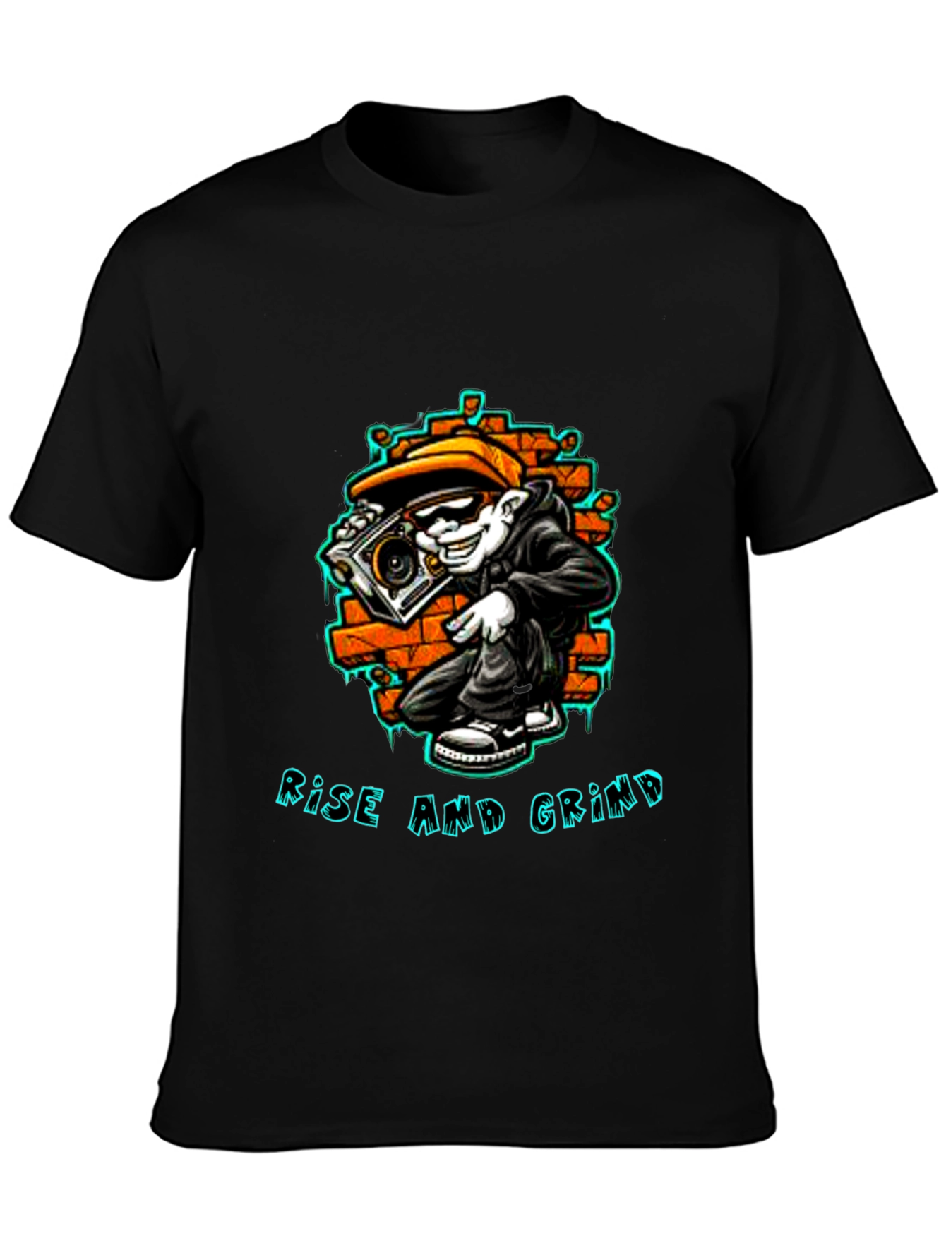 Black Rise and Grind Graphic Tee - Streetwear Style view 3