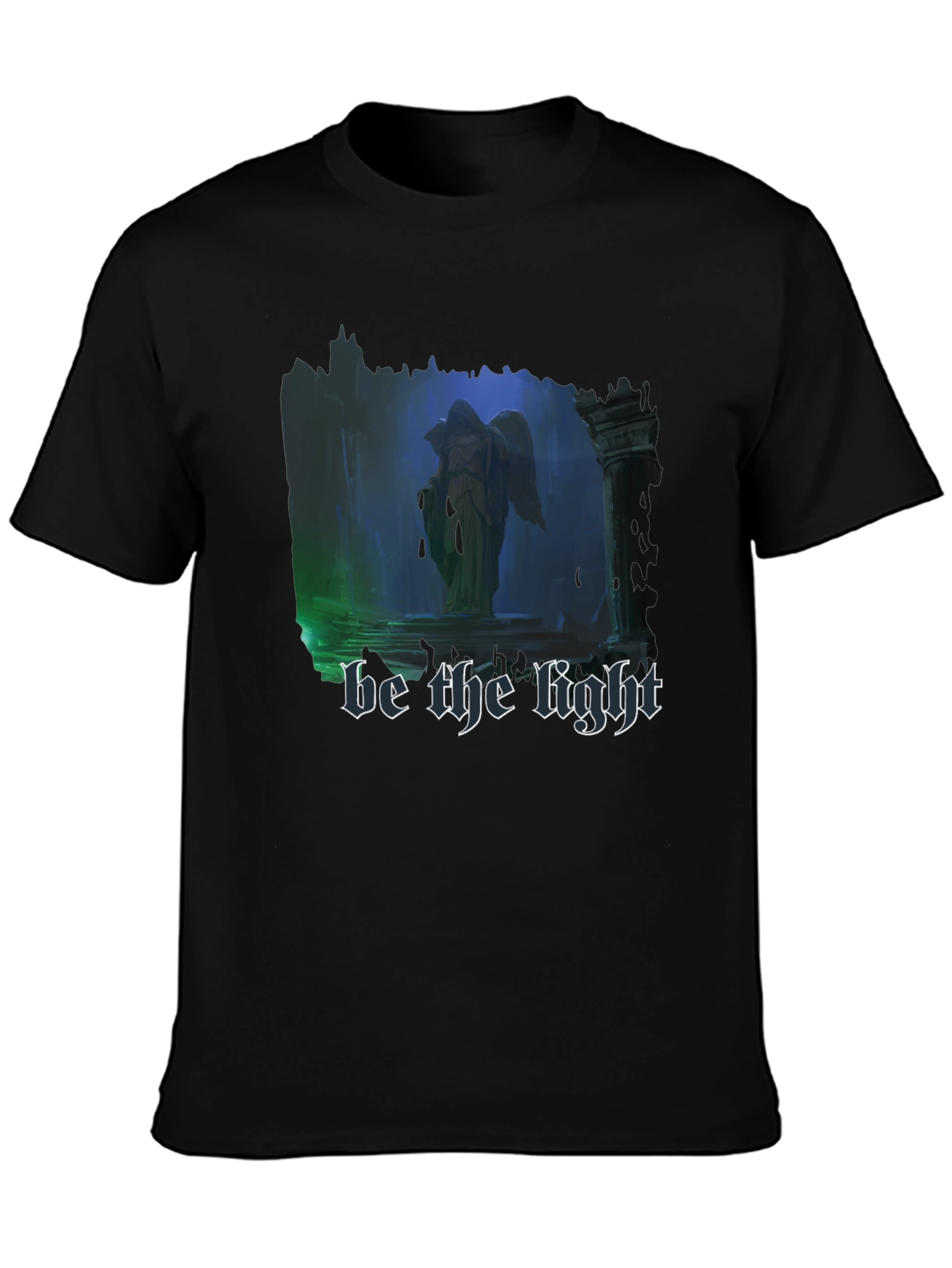 Black Be The Light T-Shirt - Gothic Angel Design view 3