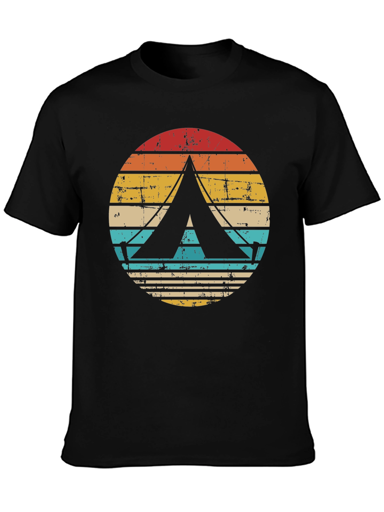 Black Vintage Camping Tent Graphic Tee view 3